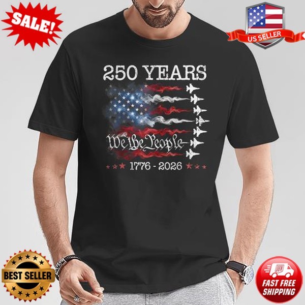 Vintage 250 Years 1776-2026 Flag Usa Fighter Jets 4Th of July T-Shirt | S-5XL gallery