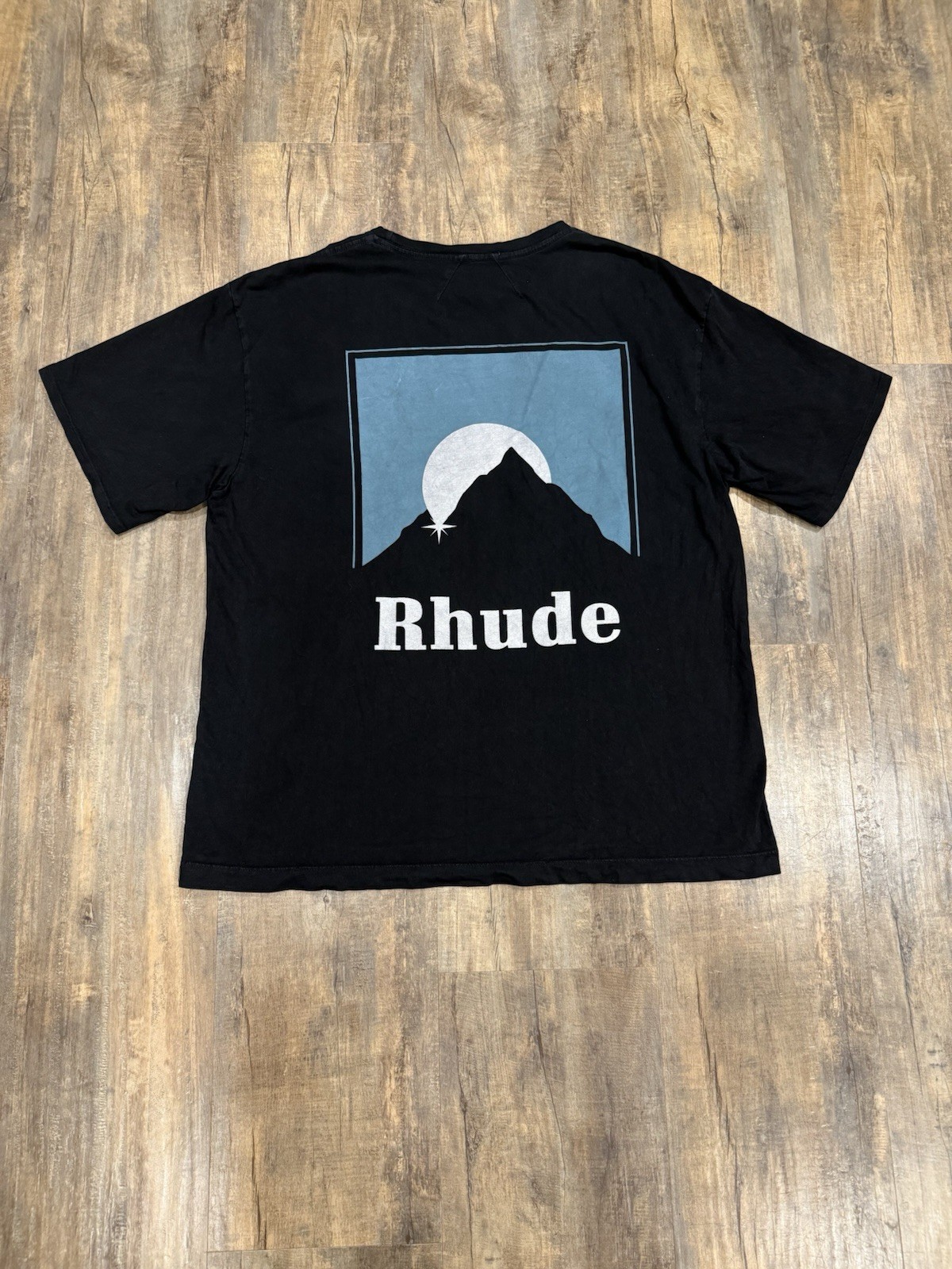 Rhude Moonlight Blue Logo Black Tee Size Large Men’s T-Shirt gallery
