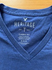 American Eagle Men’s Heritage Classic Fit V-Neck Short Sleeve T-Shirt M Blue