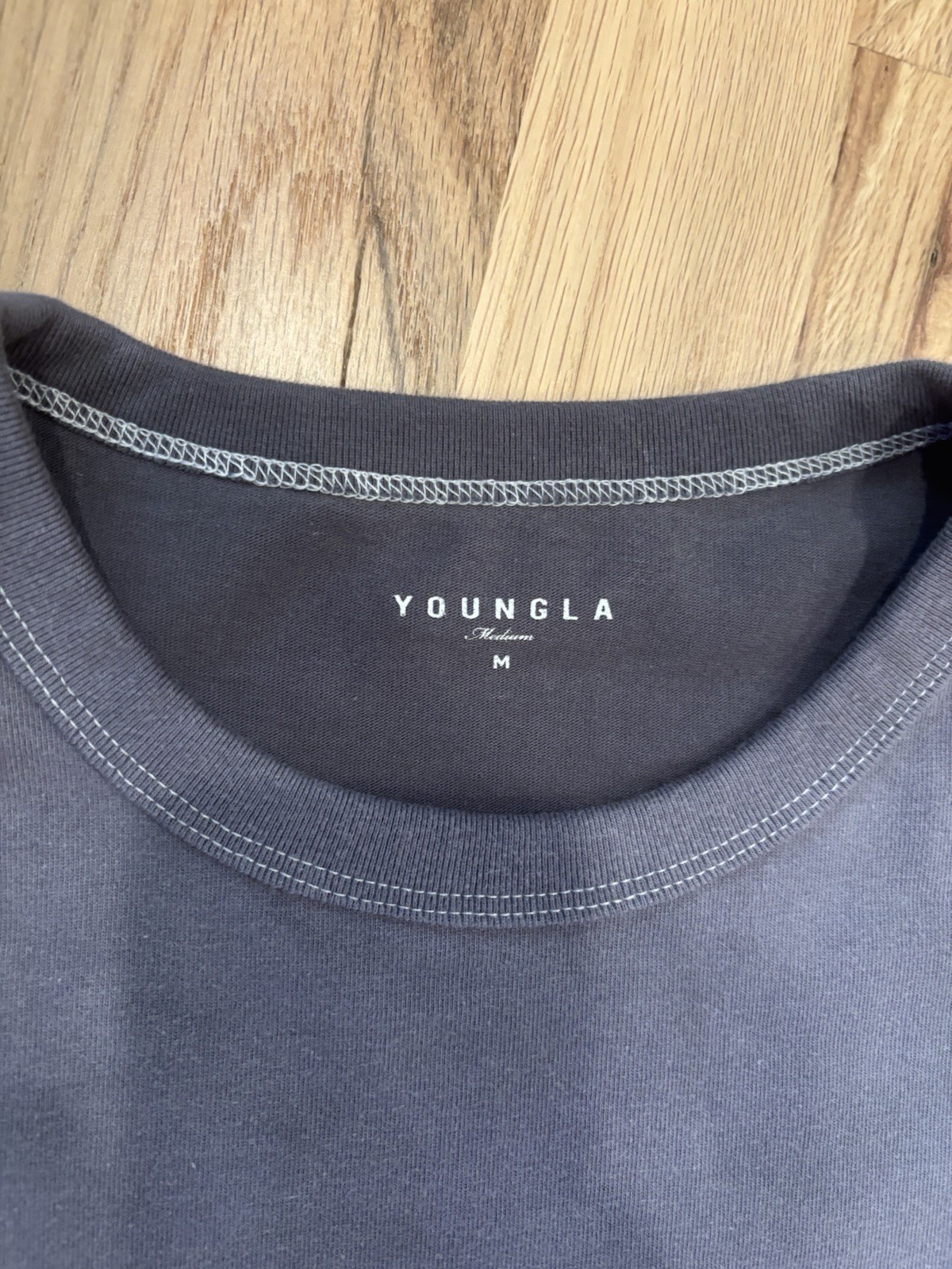 YoungLA Mens Oversized Gym T-Shirt Washed Grey Cotton Logo Tee Medium gallery