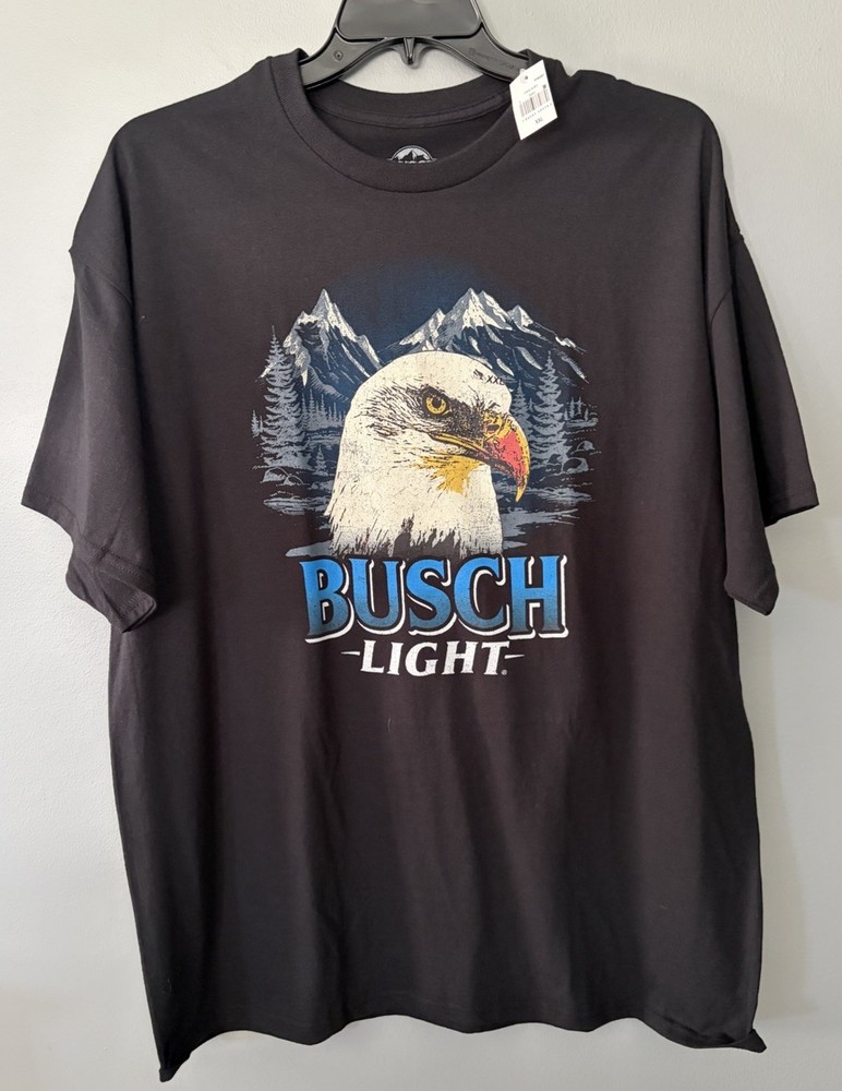 Busch Light Beer Mens 2XL Eagle Shirt Black Tee NWT Hybrid Apparel Free Bird