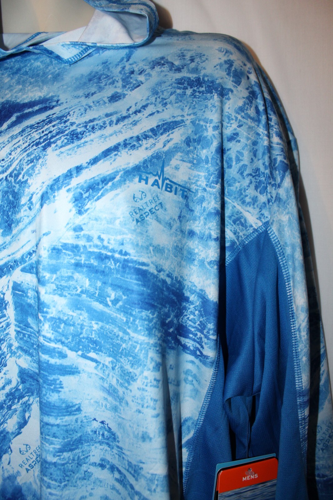 mens habit hidden cove LS poly fishing shirt M nwt blue water camo hoodie gallery