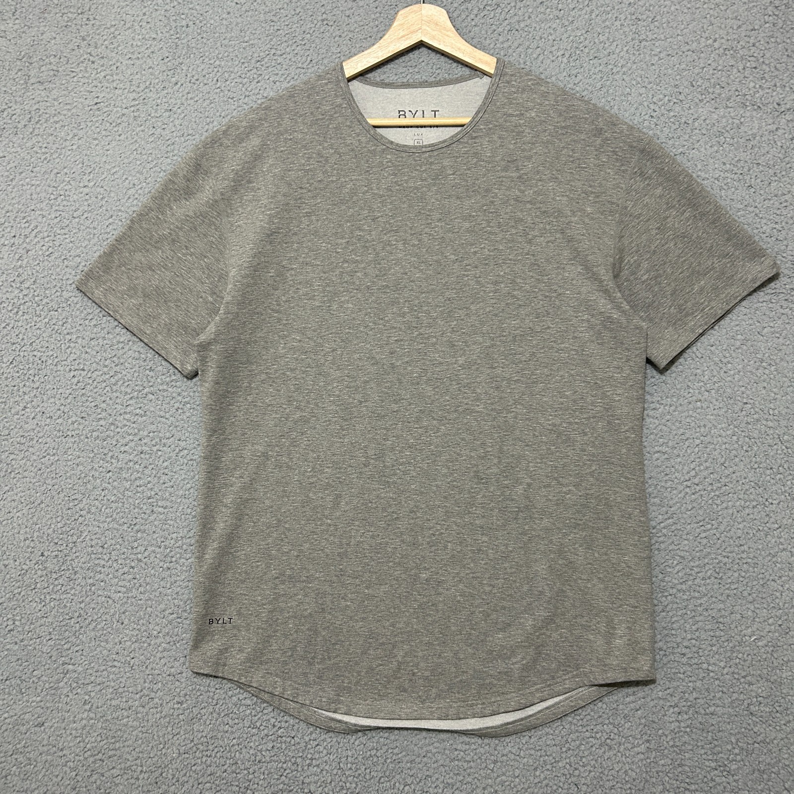 BYLT Drop Cut Lux Shirt Men’s XL Gray Short Sleeve Stretch Performance