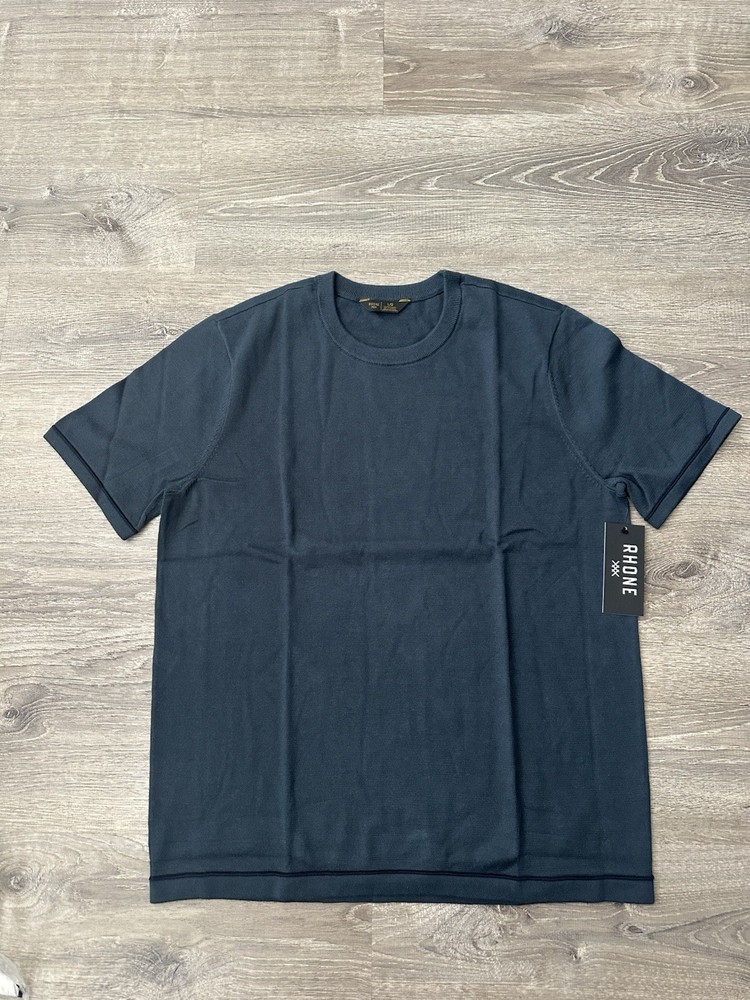 Rhône Compass Knit Tee Men’s Size Large Deep Sea Blue True Navy