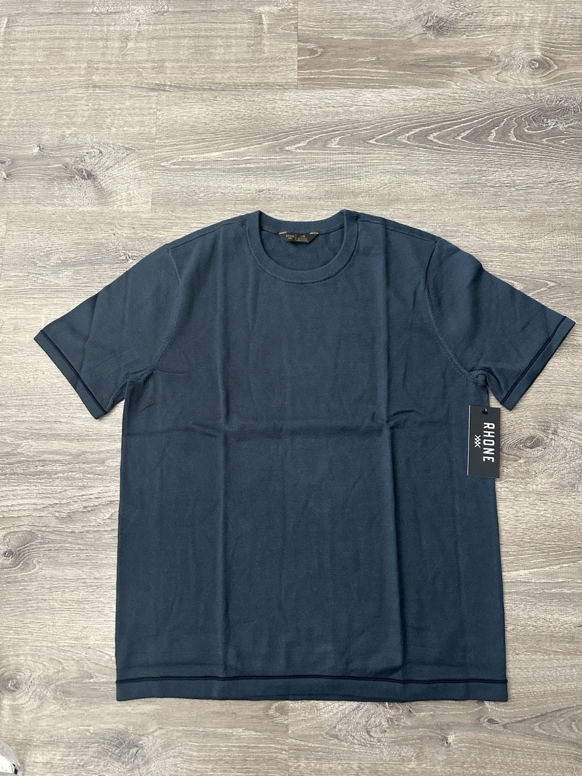 Rhône Compass Knit Tee Men’s Size Large Deep Sea Blue True Navy