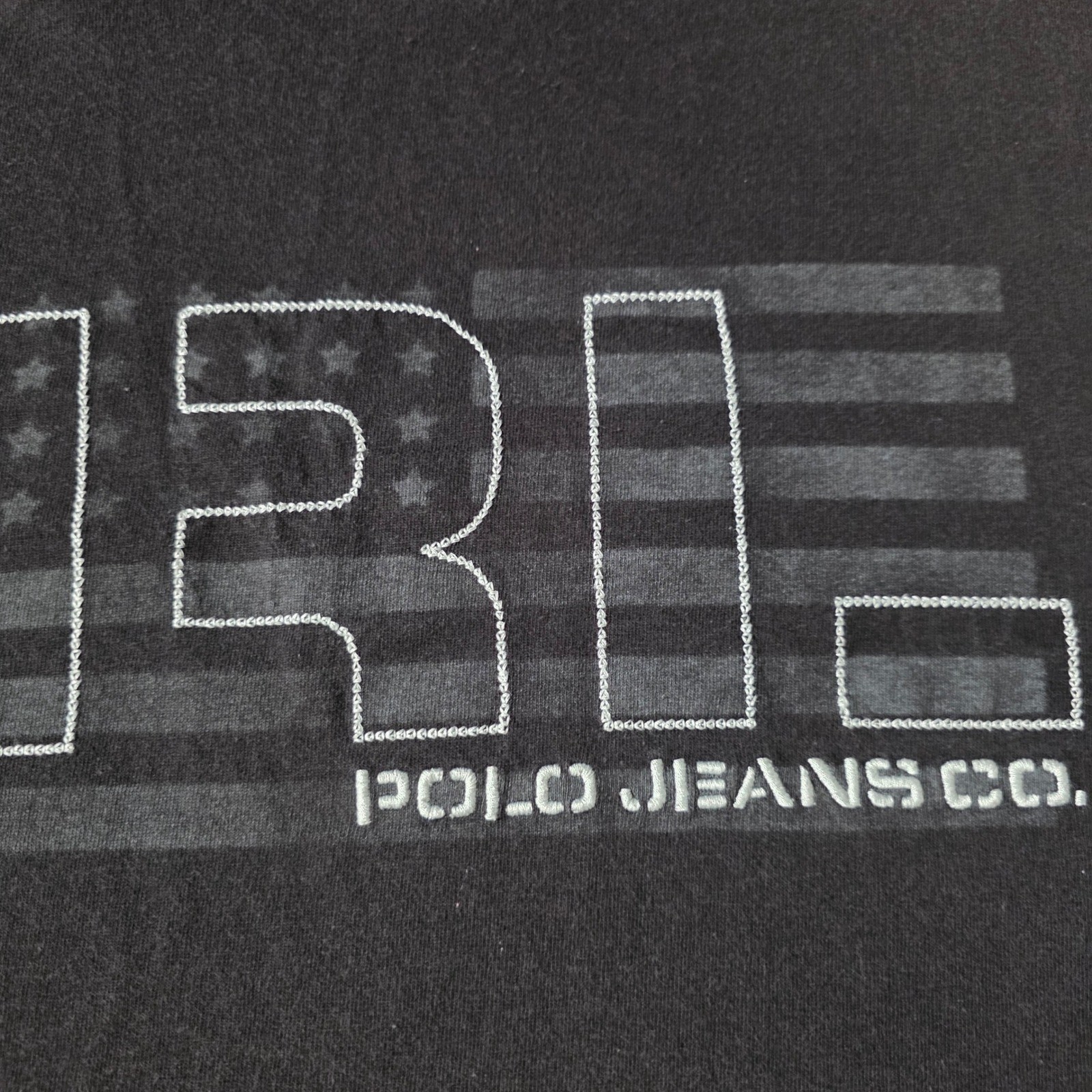 Polo Jeans Co Ralph Lauren Mens L T-Shirt Black Graphic RL American Flag Cotton gallery