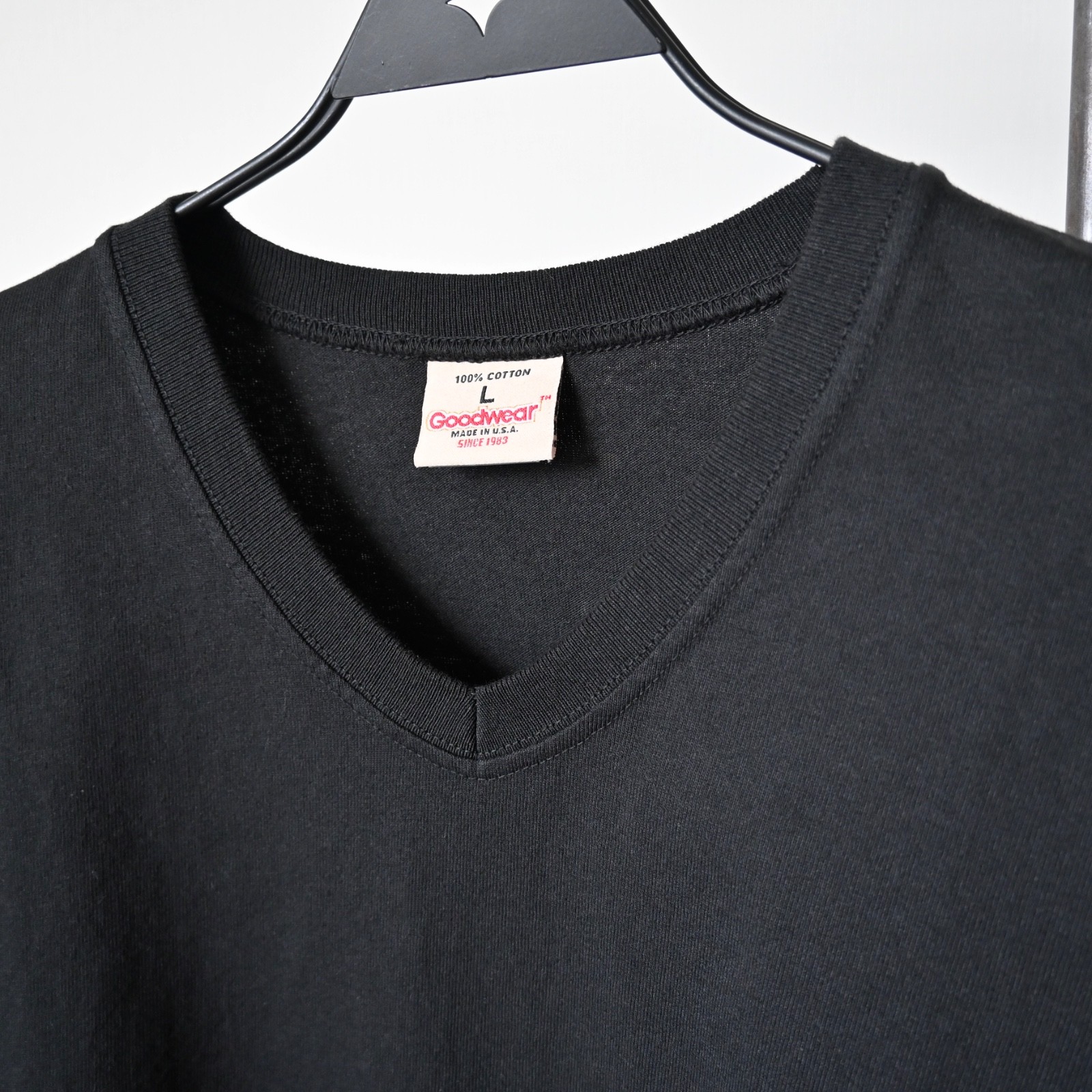 UNUSED, GOODWEAR CUFF AND HEM RIB heavyweight t-shirt made in USA, black, size L gallery