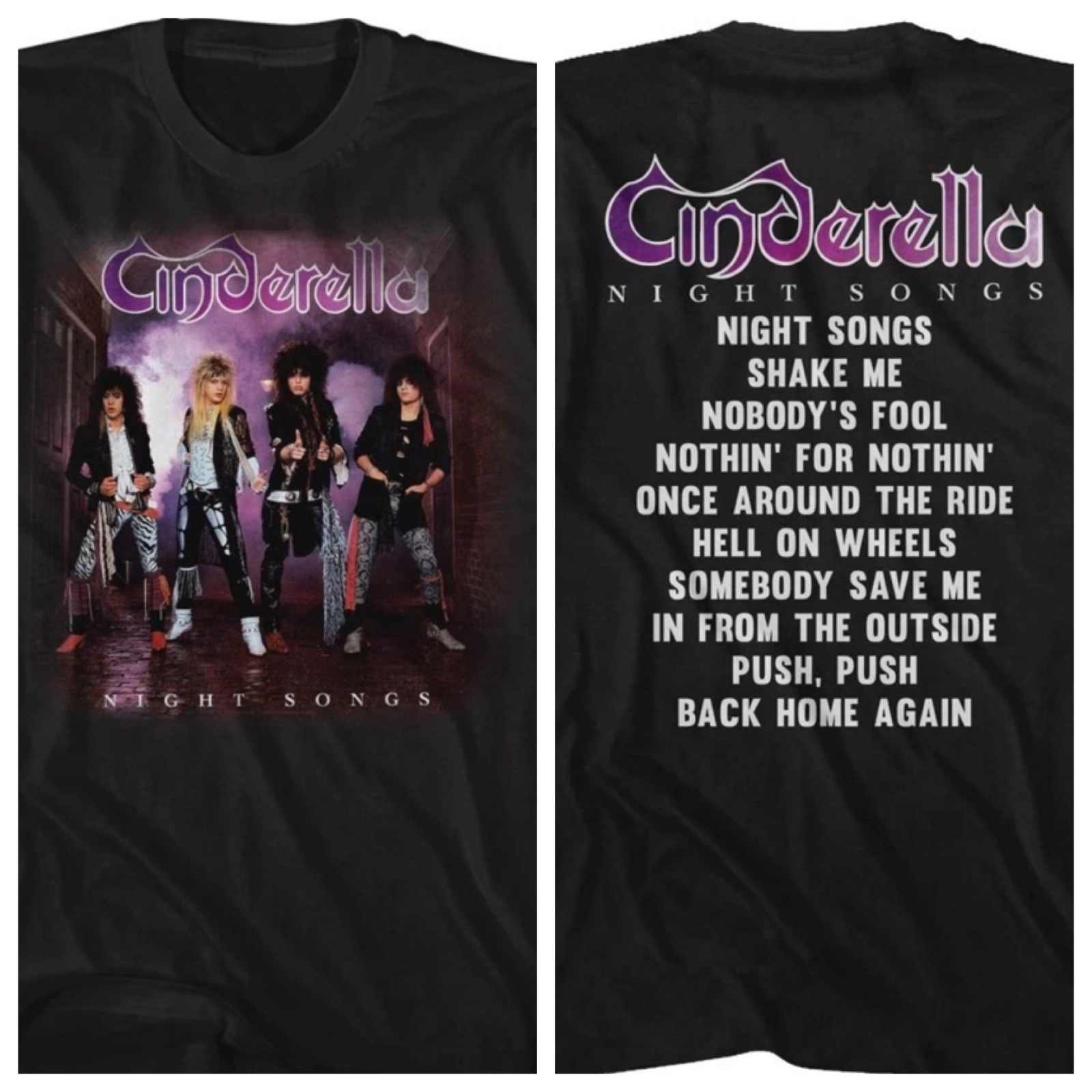 CINDERELLA Band T-Shirt New NIGHT SONGS ALBUM F&B Metal Music Merch Black Cotton