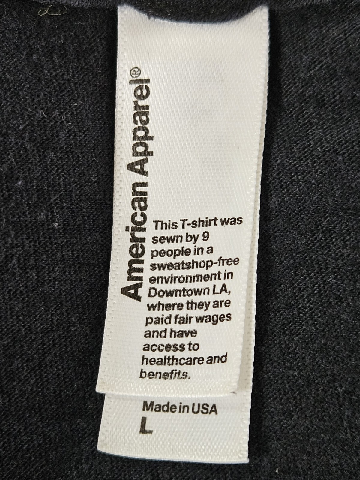 American Apparel Men's Large Black Graphic T-Shirt 100% Combed Cotton Made USA gallery
