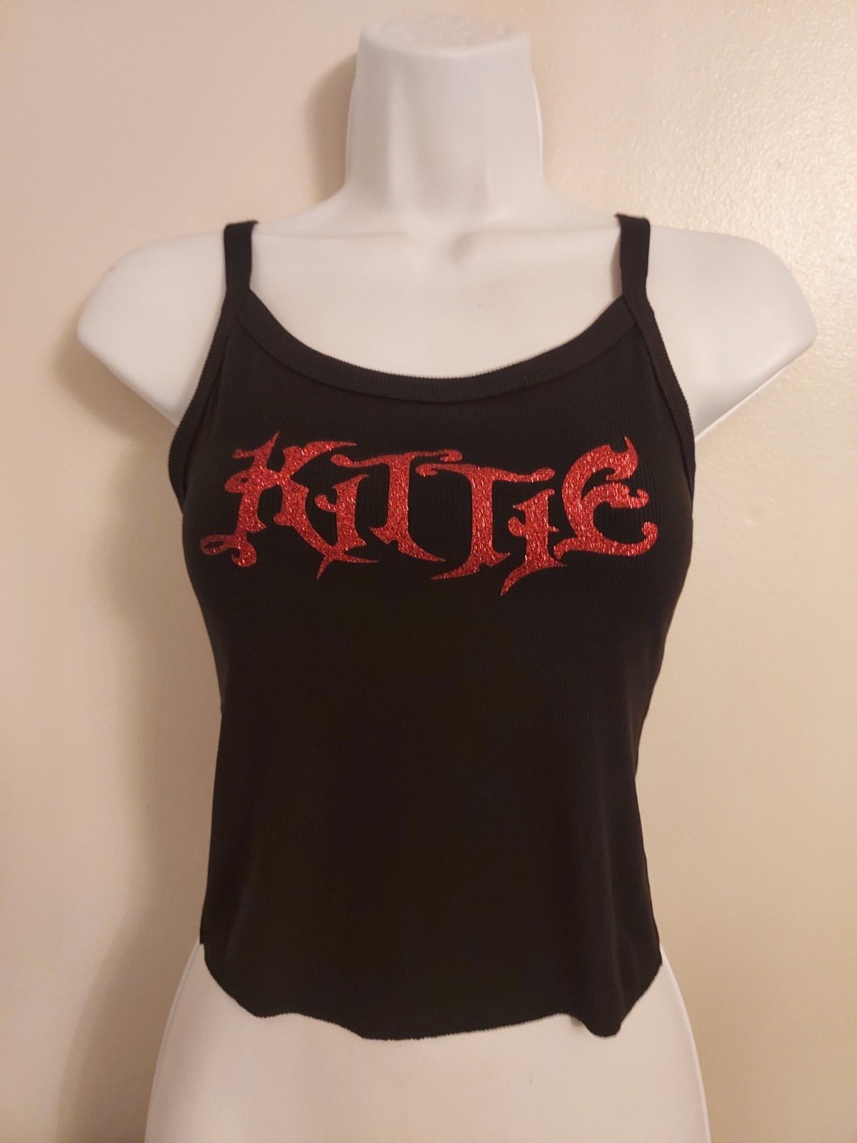Kittie band Crop top Glitter kittie shirt kittie cropped Tank Top  kittie Xs_2x