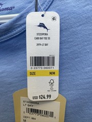 Tommy Bahama Men’s Medium Sky Blue Crew Neck T-Shirt Cabo Bay Tee SS NWT