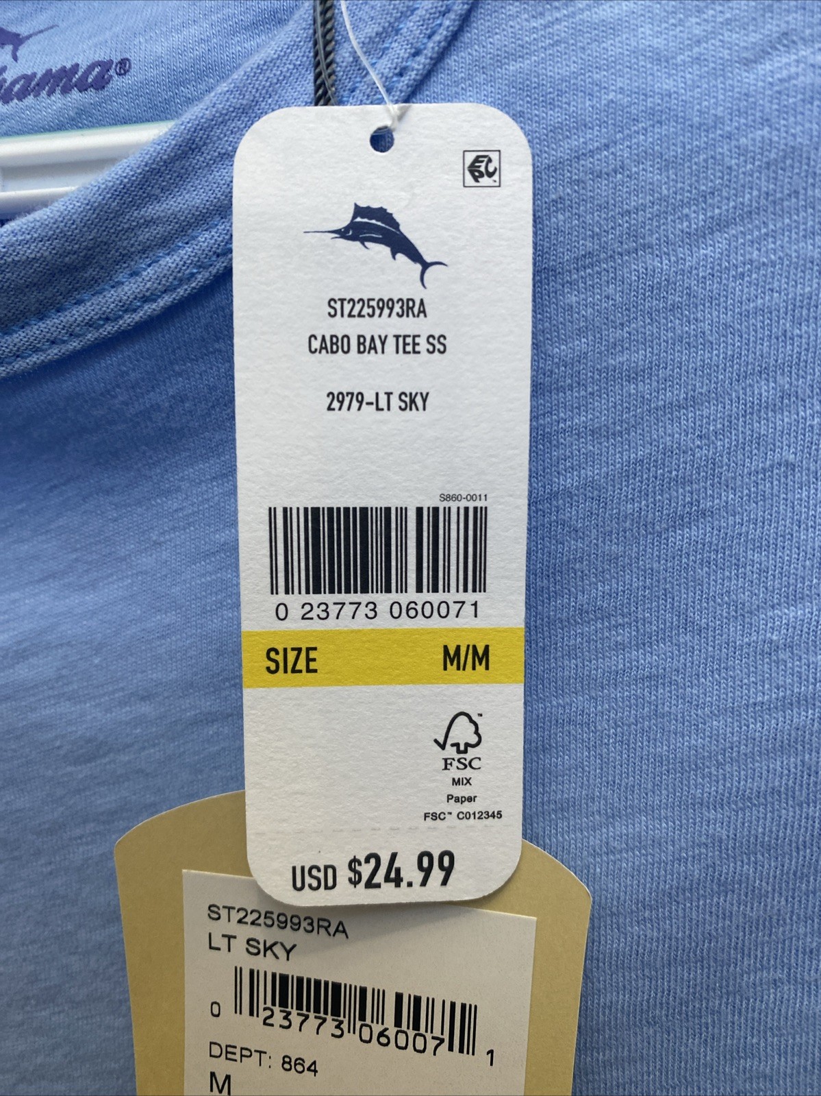 Tommy Bahama Men's Medium Sky Blue Crew Neck T-Shirt Cabo Bay Tee SS NWT gallery