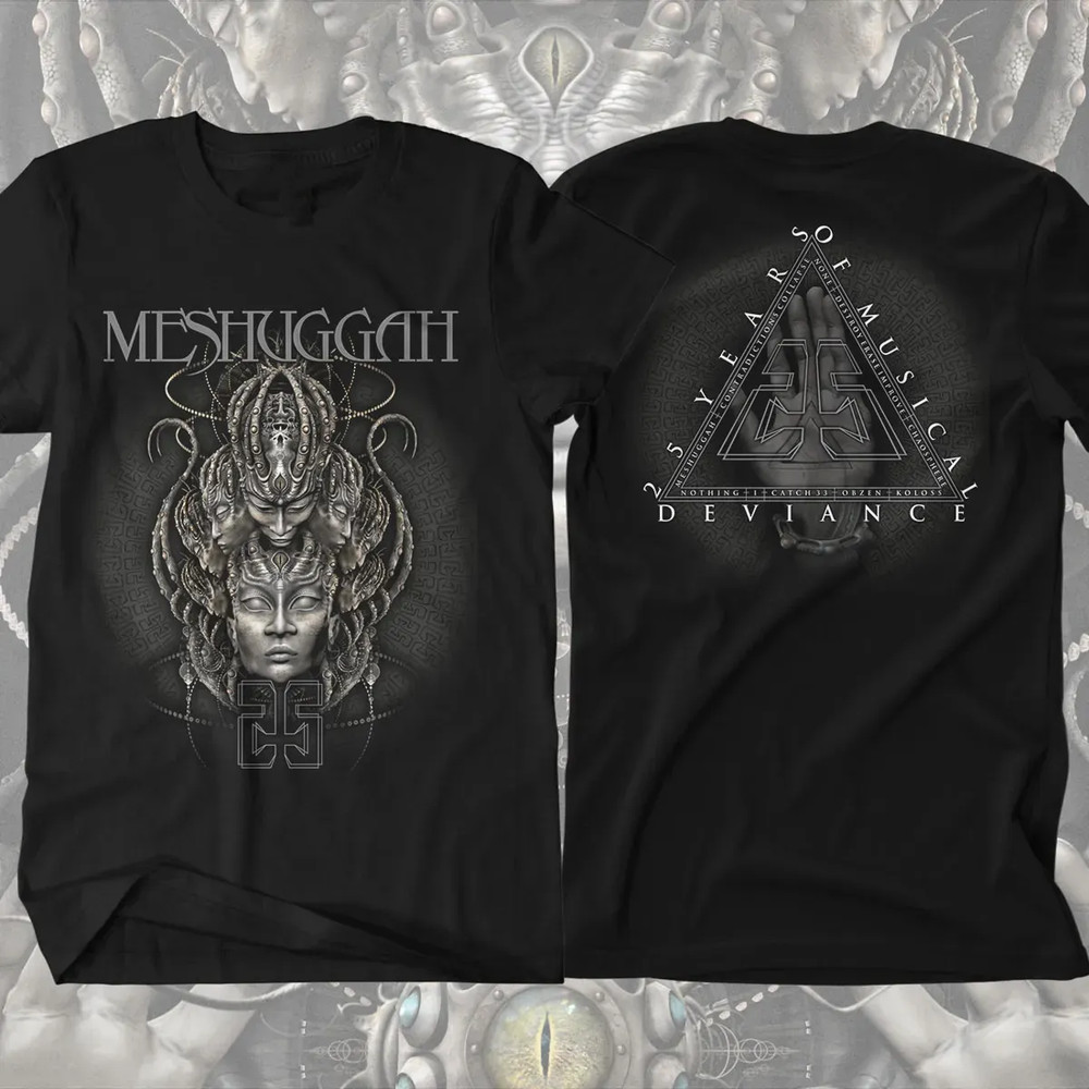 Meshuggah Band 25 Years – Faces Full Size Heavy Cotton Black T Shirt TR401