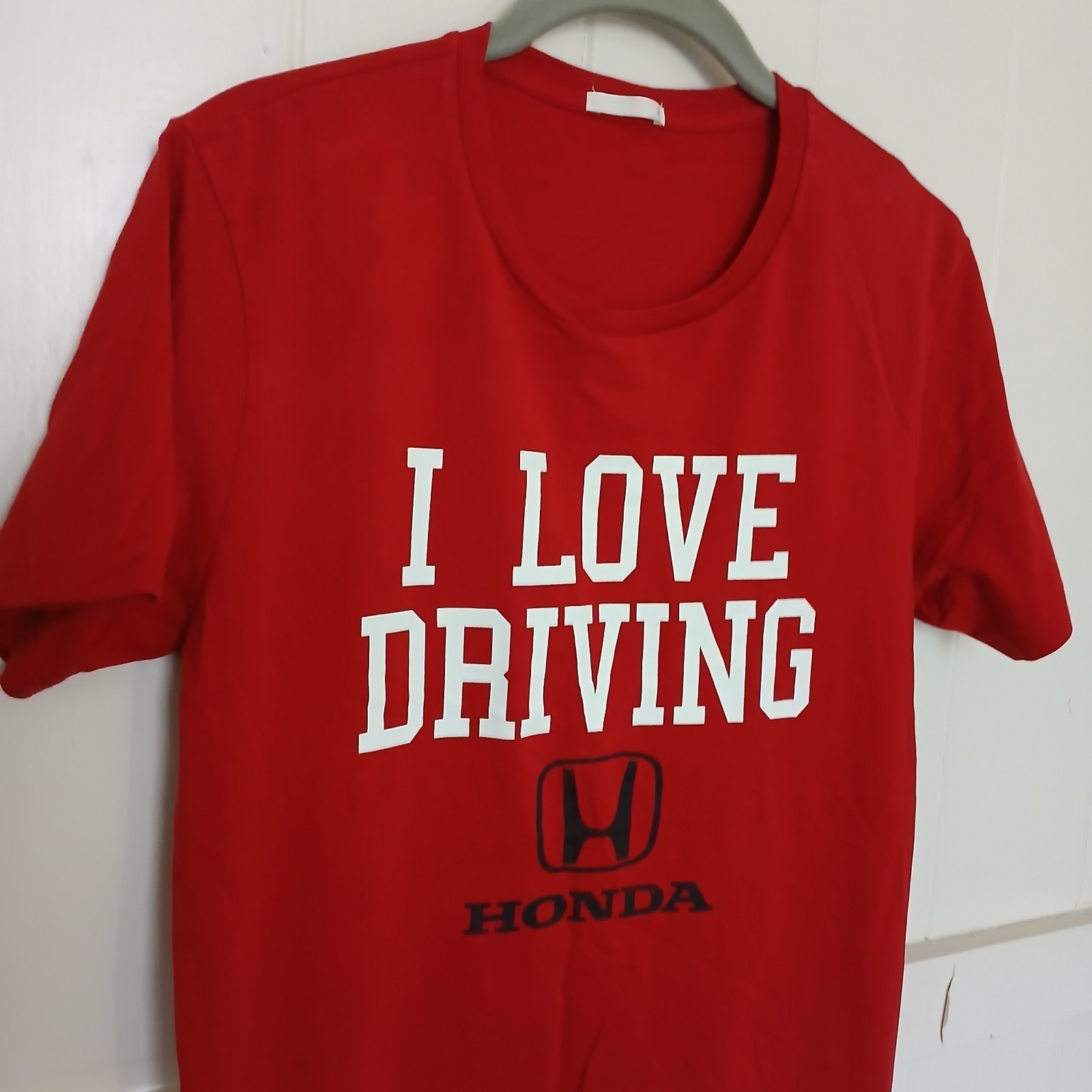 Honda × GU T-Shirt I Love Driving HONDA Men’s Medium Red Graphic Logo Spell Out