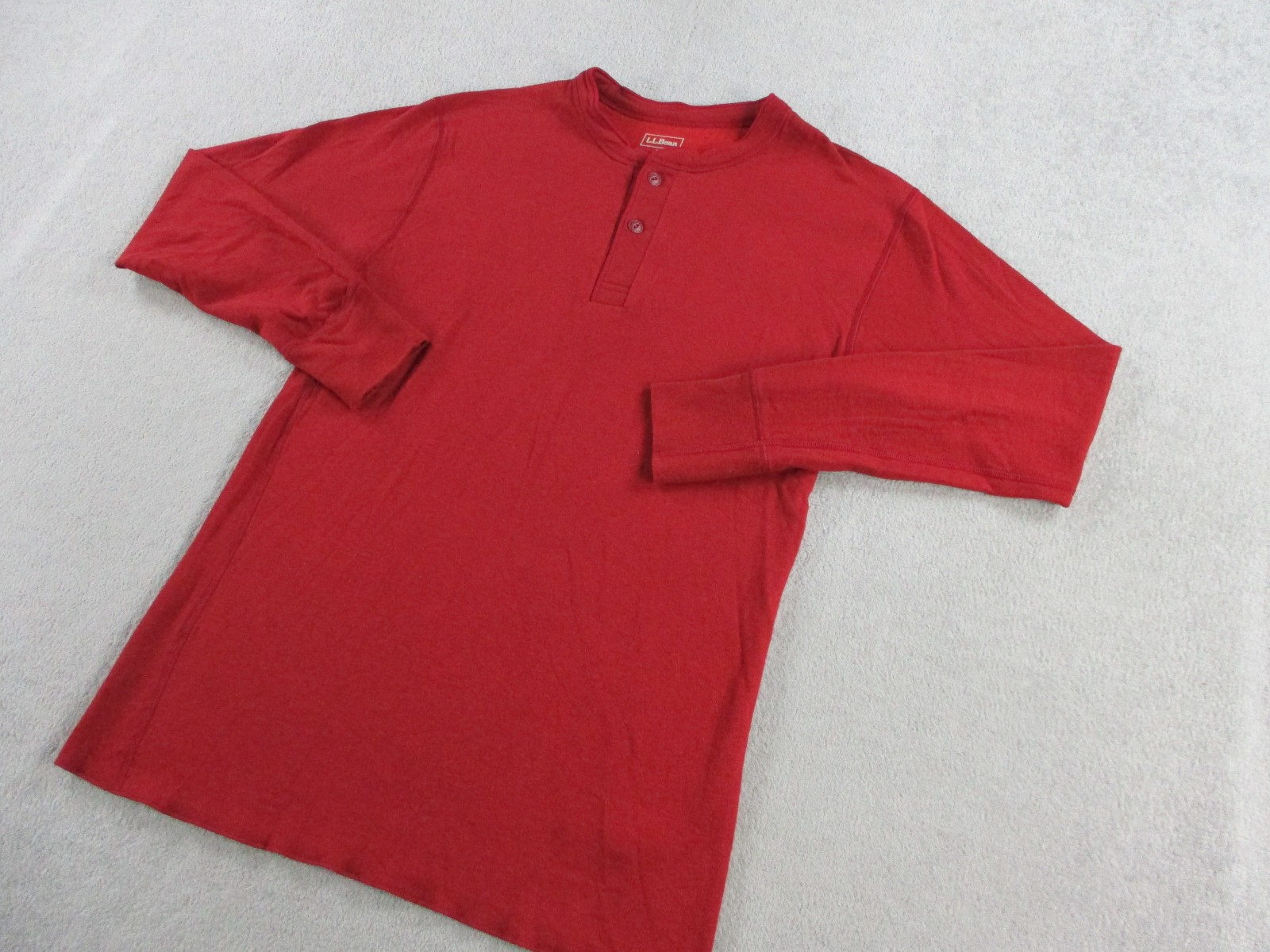 LL Bean Shirt Mens Medium Tall Red River Driver Henley Wool Blend Long Sleeve gallery