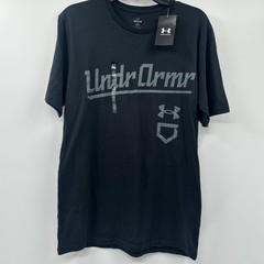 Under Armour Mens Baseball Script Graphic T-Shirt Black Size Medium NWT