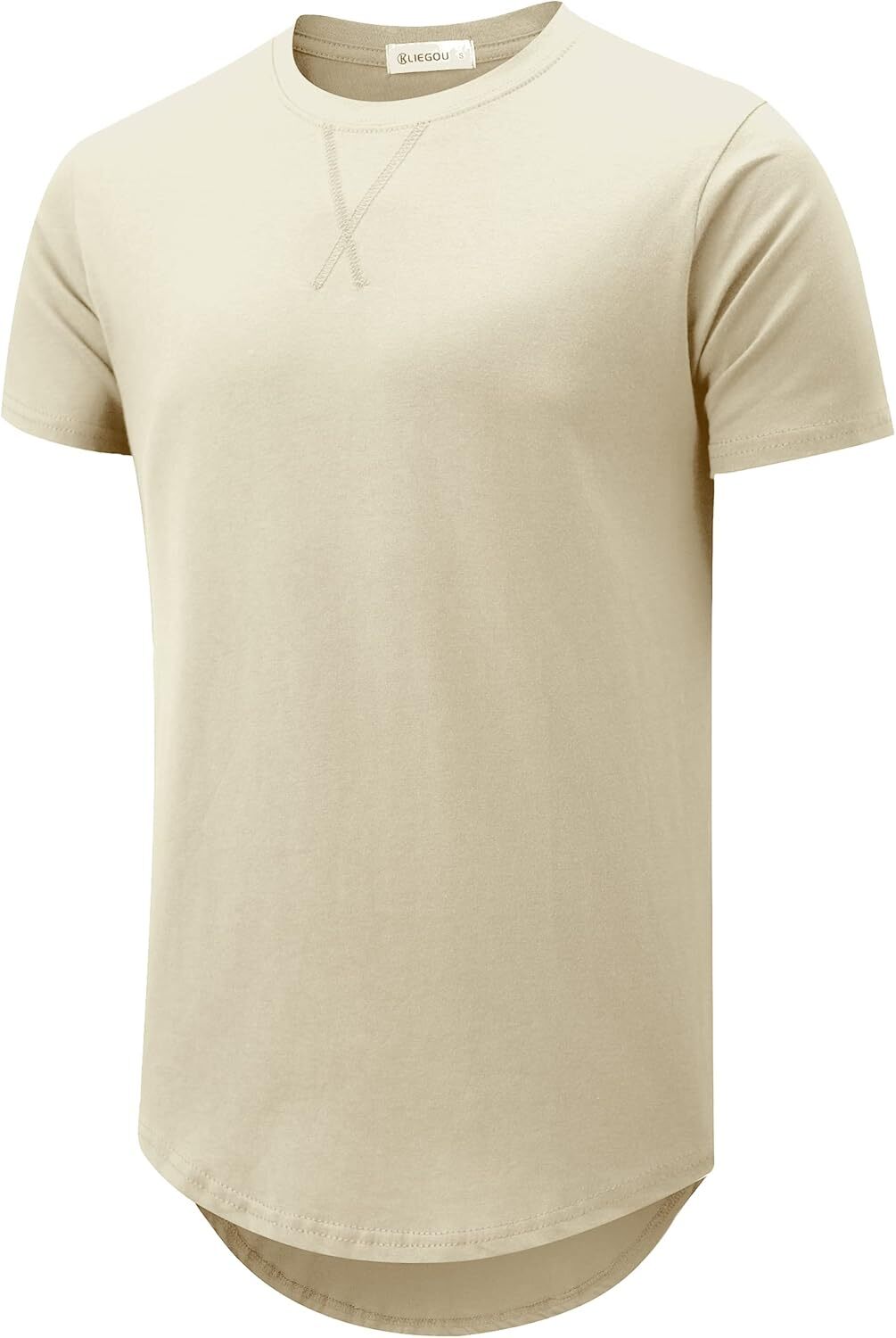 Mens 100% Cotton Pre-Shrunk Longline Crewneck T-Shirt Hip Hop Urban Style S-4XL gallery