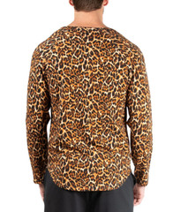 $58 Natori Mens Kaede Leopard Print Raglan Long Sleeve T-Shirt, (Leopard, MD)