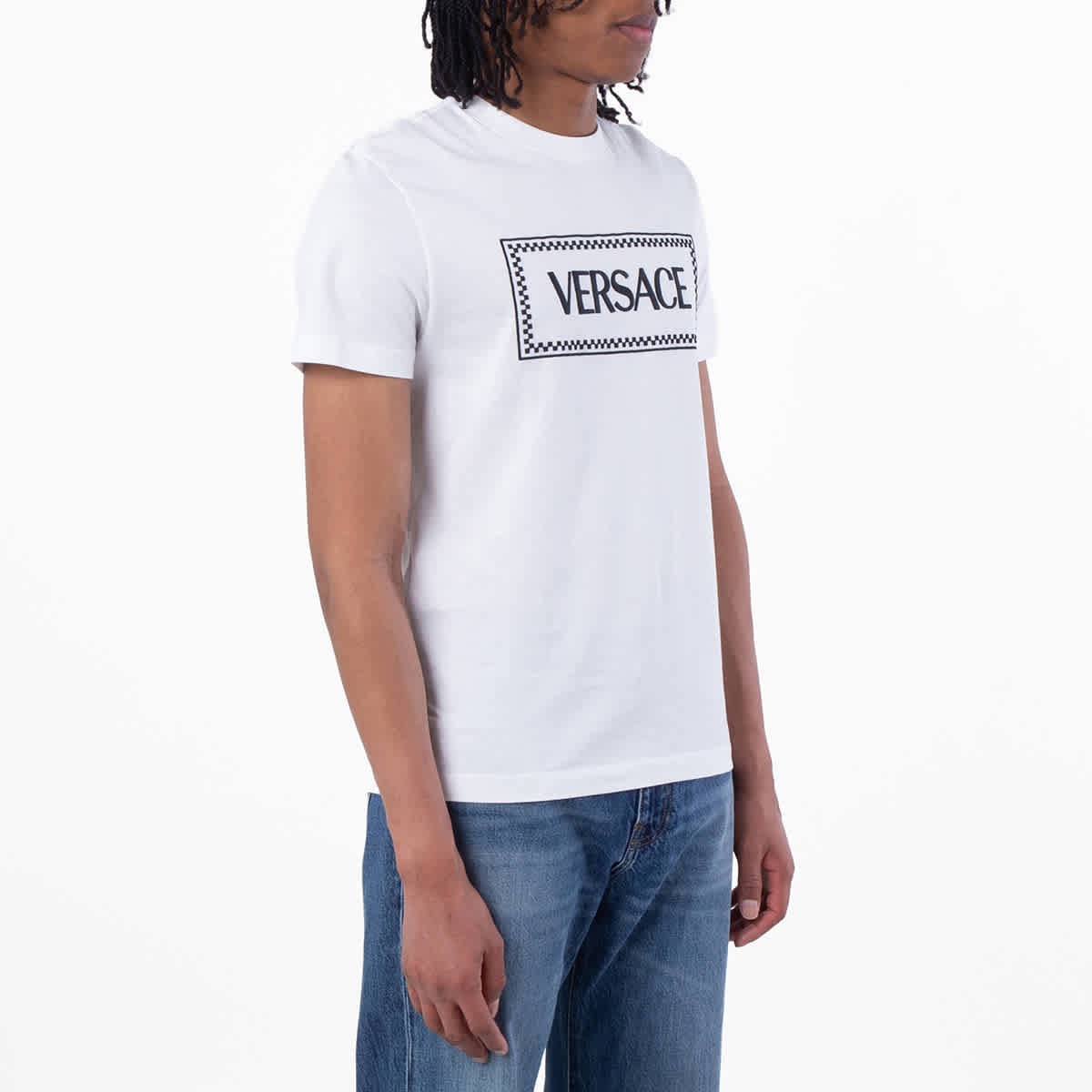 Versace 90s Logo Embroidered Cotton T Shirt gallery