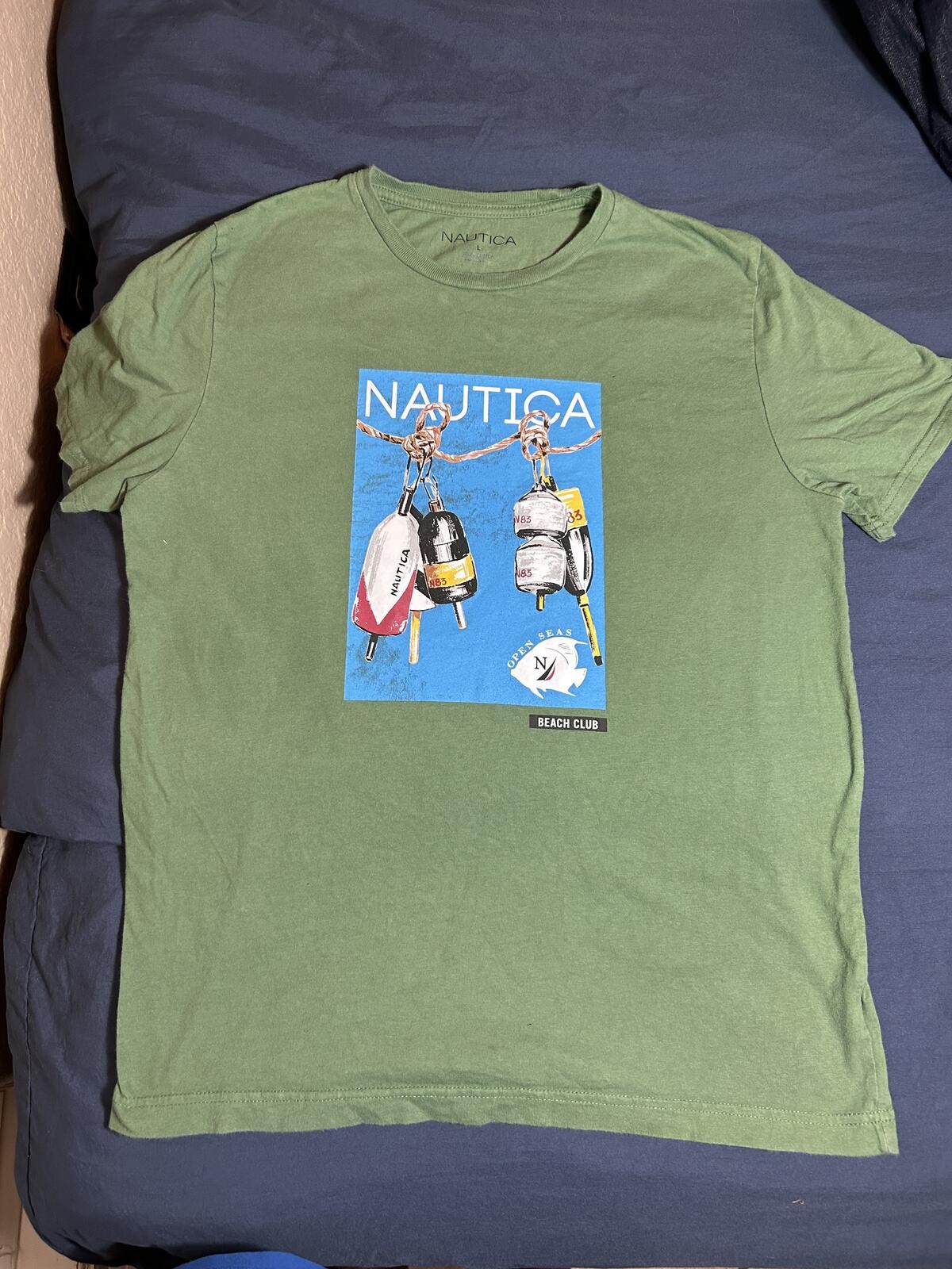 Nautica Green Graphic Short Sleeve T-Shirt Size L