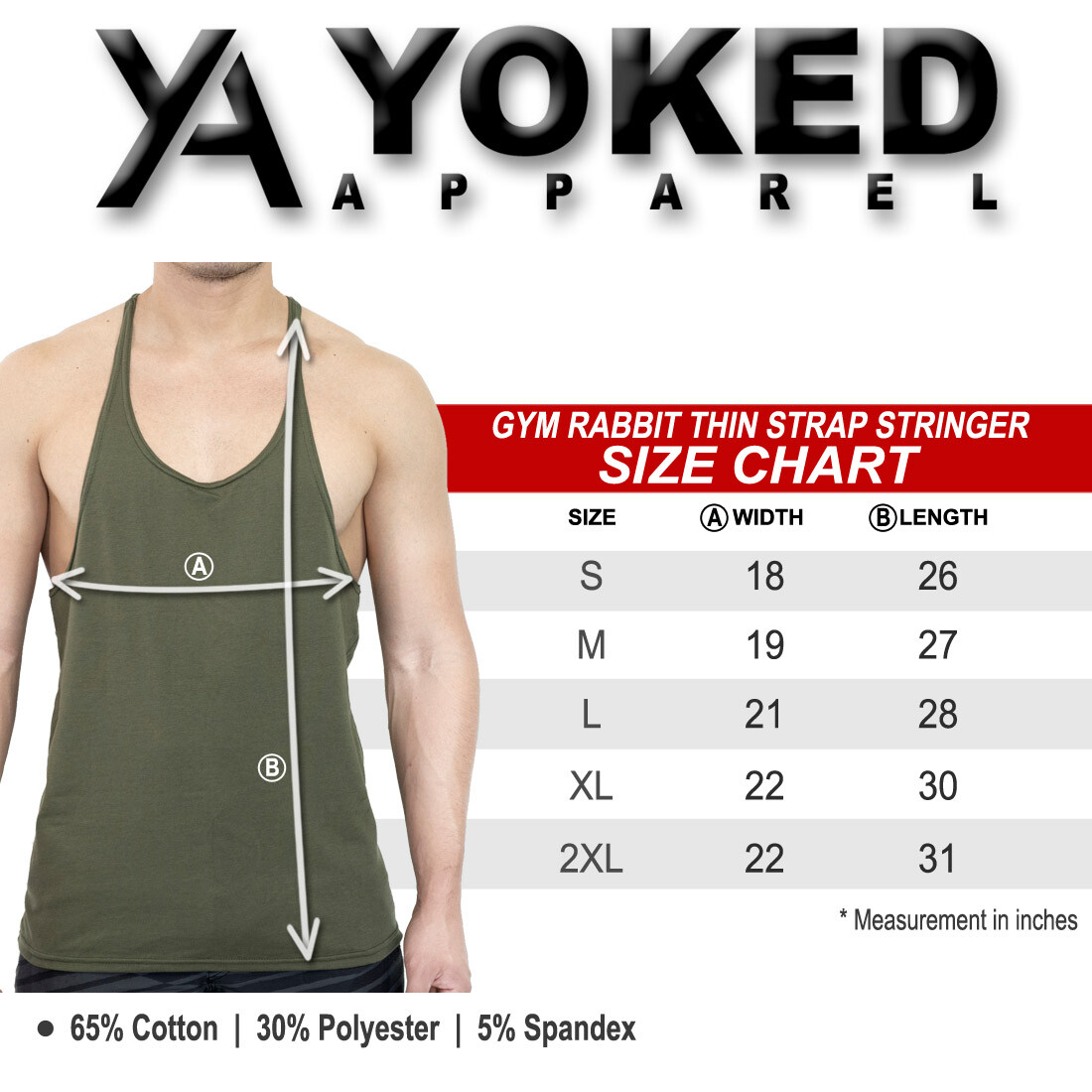 YOKED Apparel Thin Strap Stringer Men Tank Top Bodybuilding & Fitness Style 1221 gallery