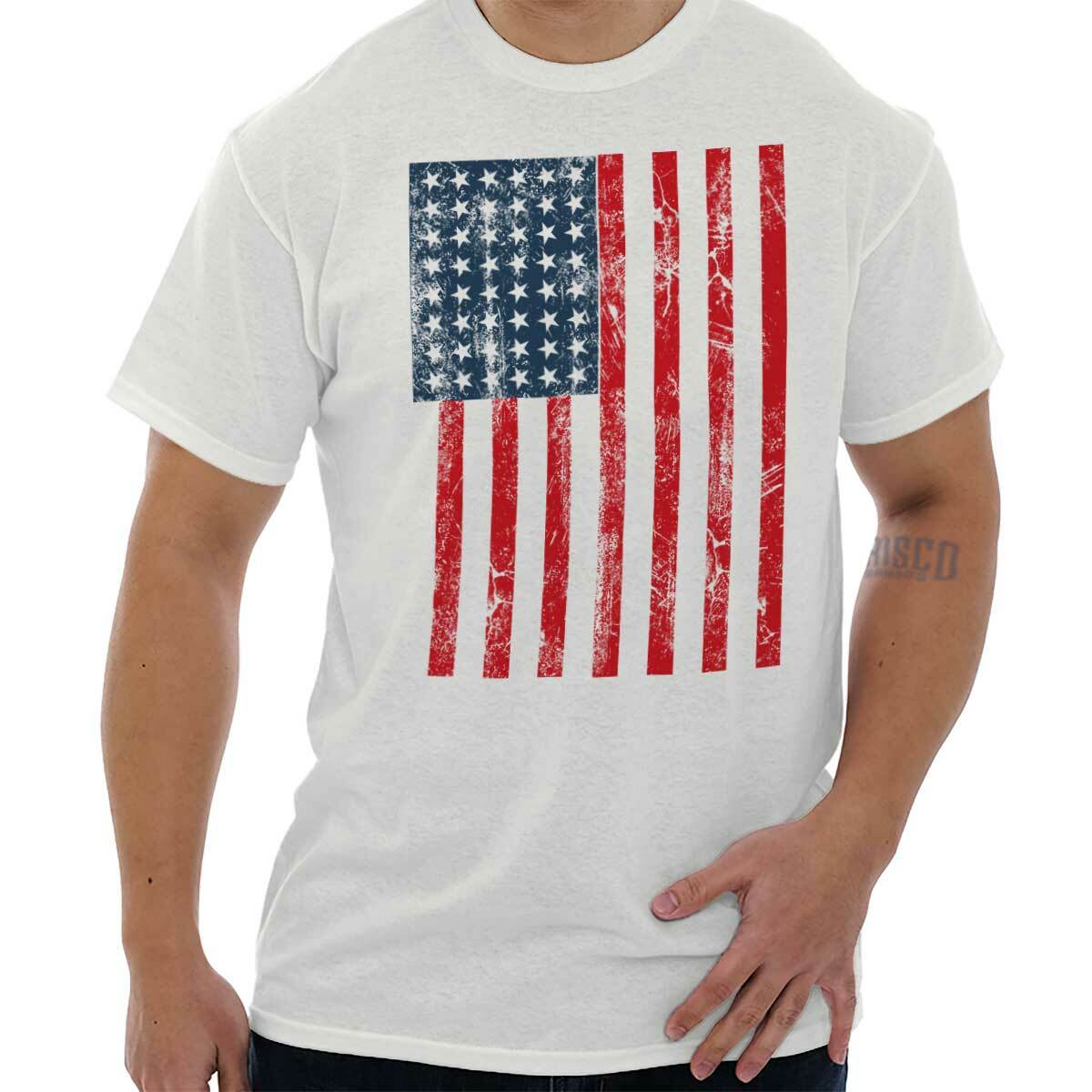 Vintage Distressed United States USA Flag Womens or Mens Crewneck T Shirt Tee