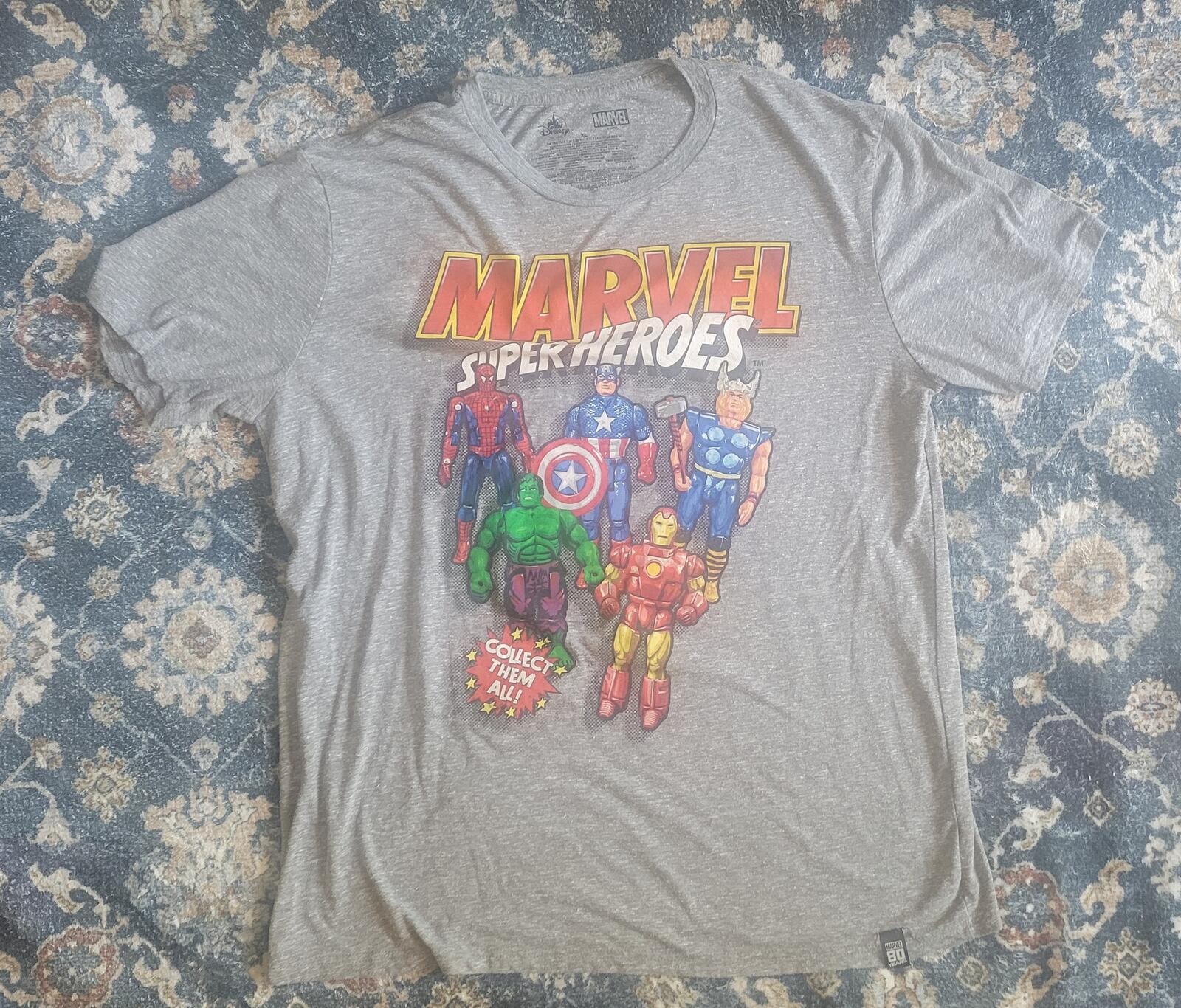 Marvel Super Heroes Graphic T-Shirt Gray Comic Book Tee gallery