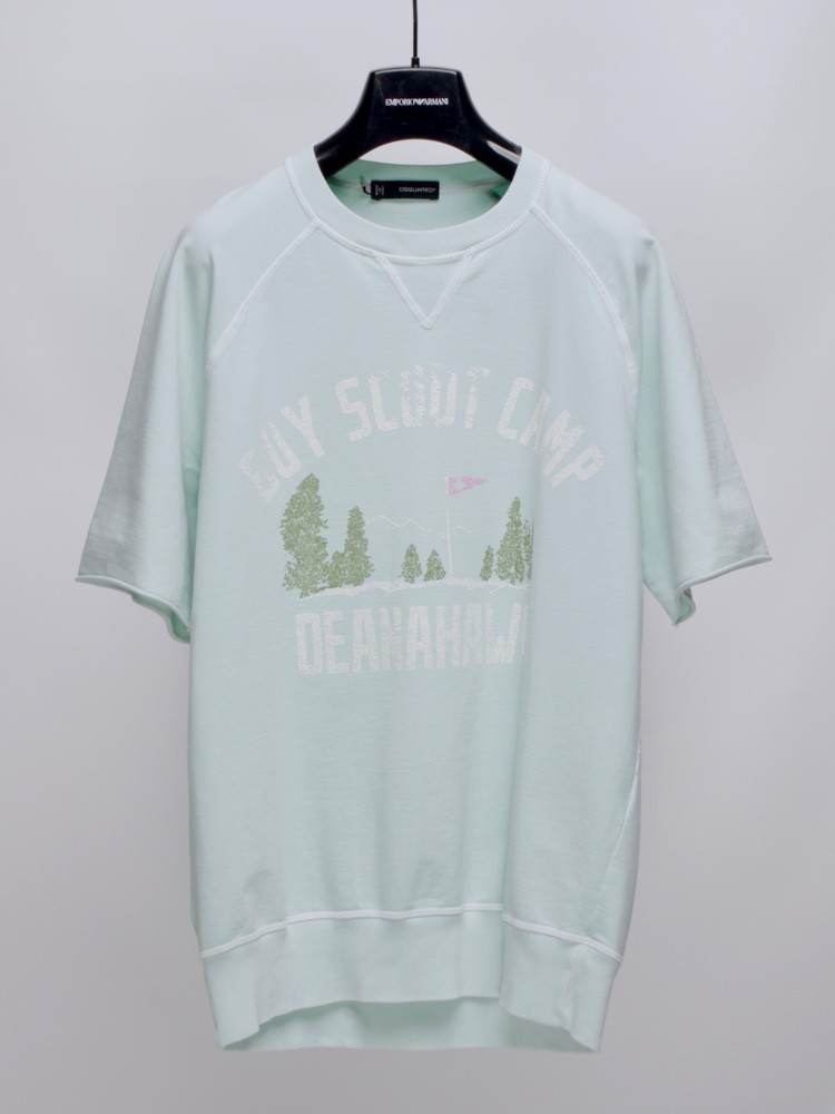 Men’s DSQUARED2 Vintage Mint Graphic Printed S/S Sweatshirt Style T-Shirt Sz L