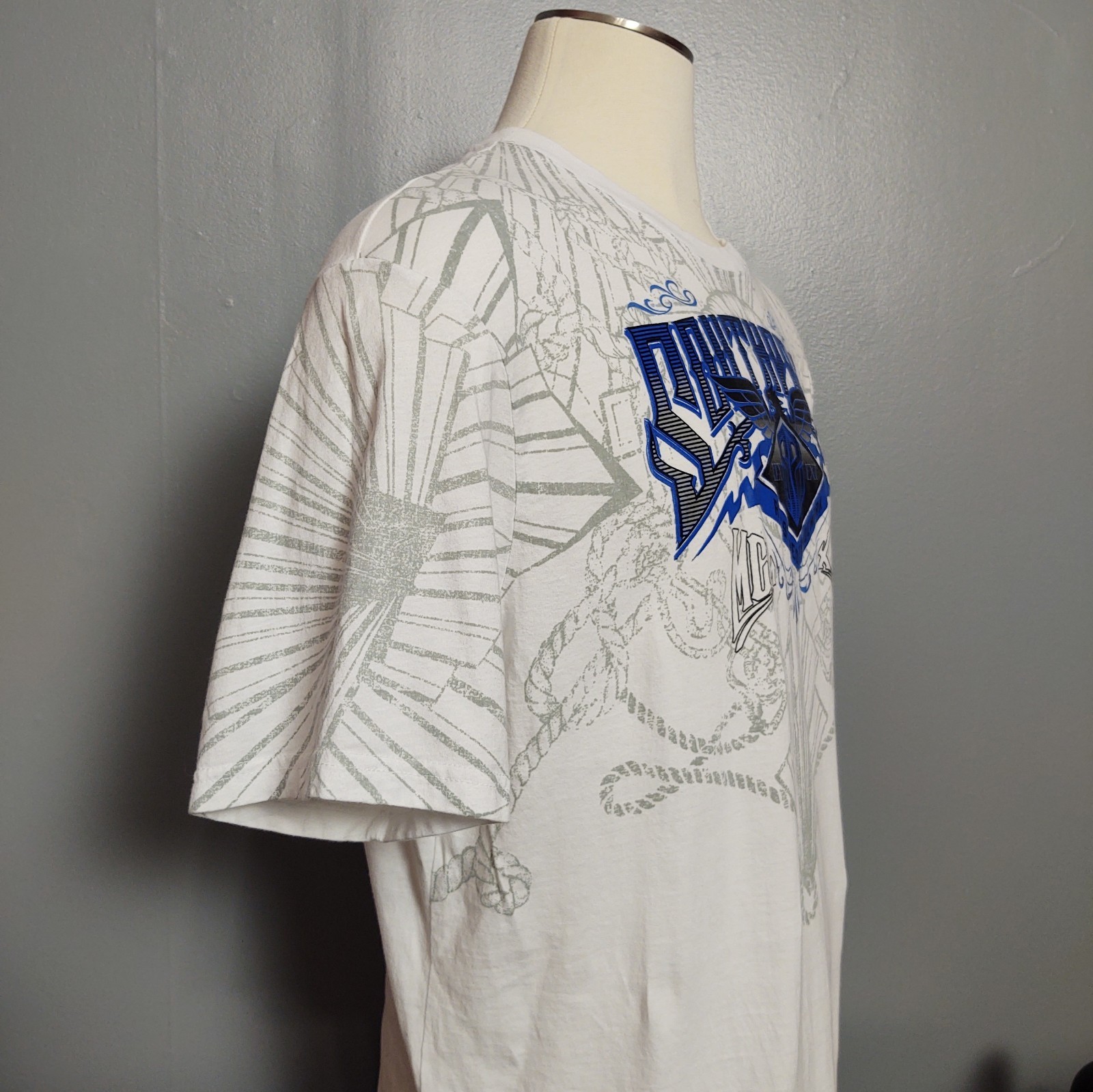 VTG Southpole T-Shirt Heat Press Spell Out Logo Short Sleeve White Y2K Men's XXL gallery