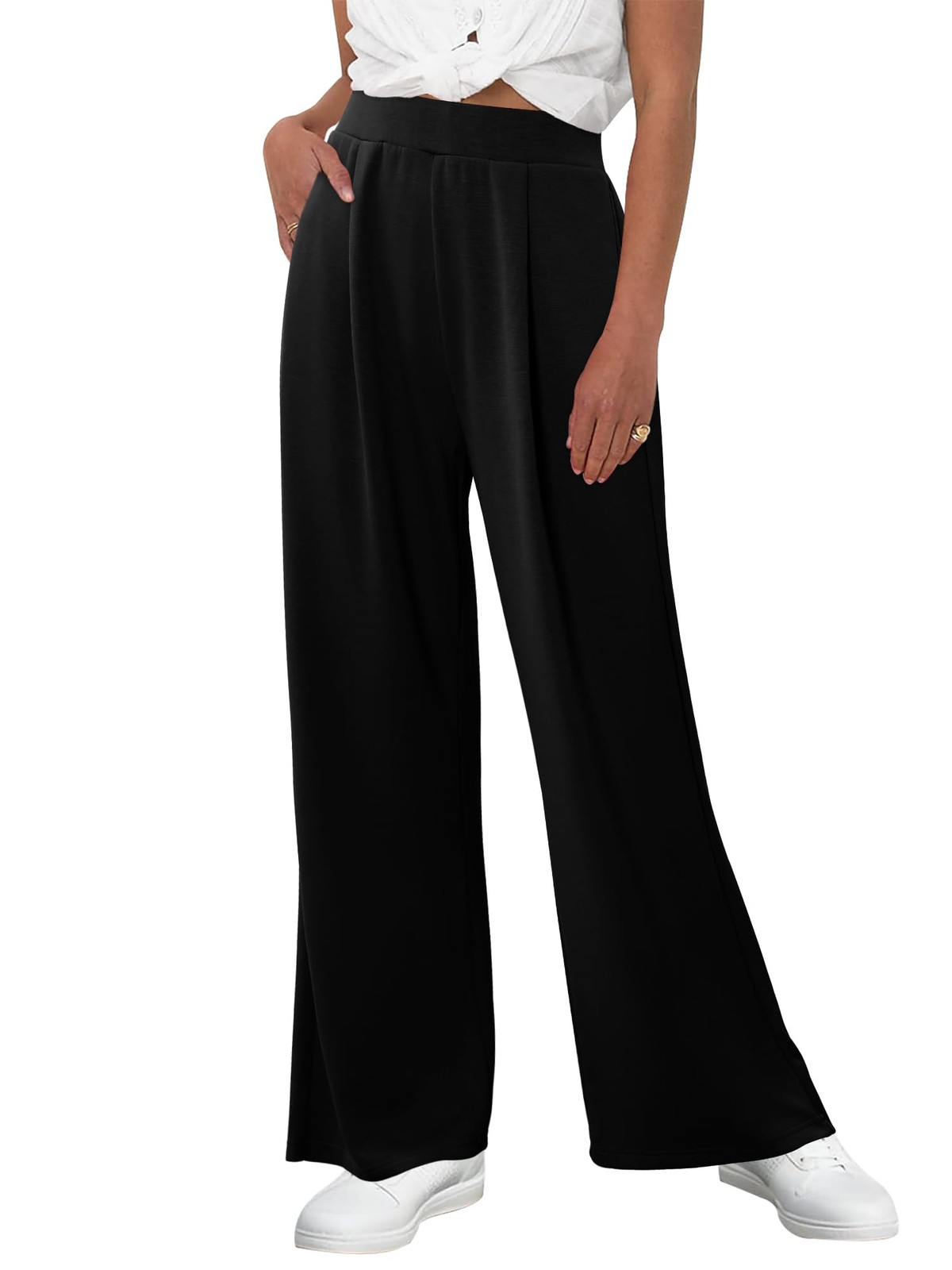Wide Leg Pants Woman Ladies Casual Loose Cozy Palazzo Pants Comfy High Waiste... gallery