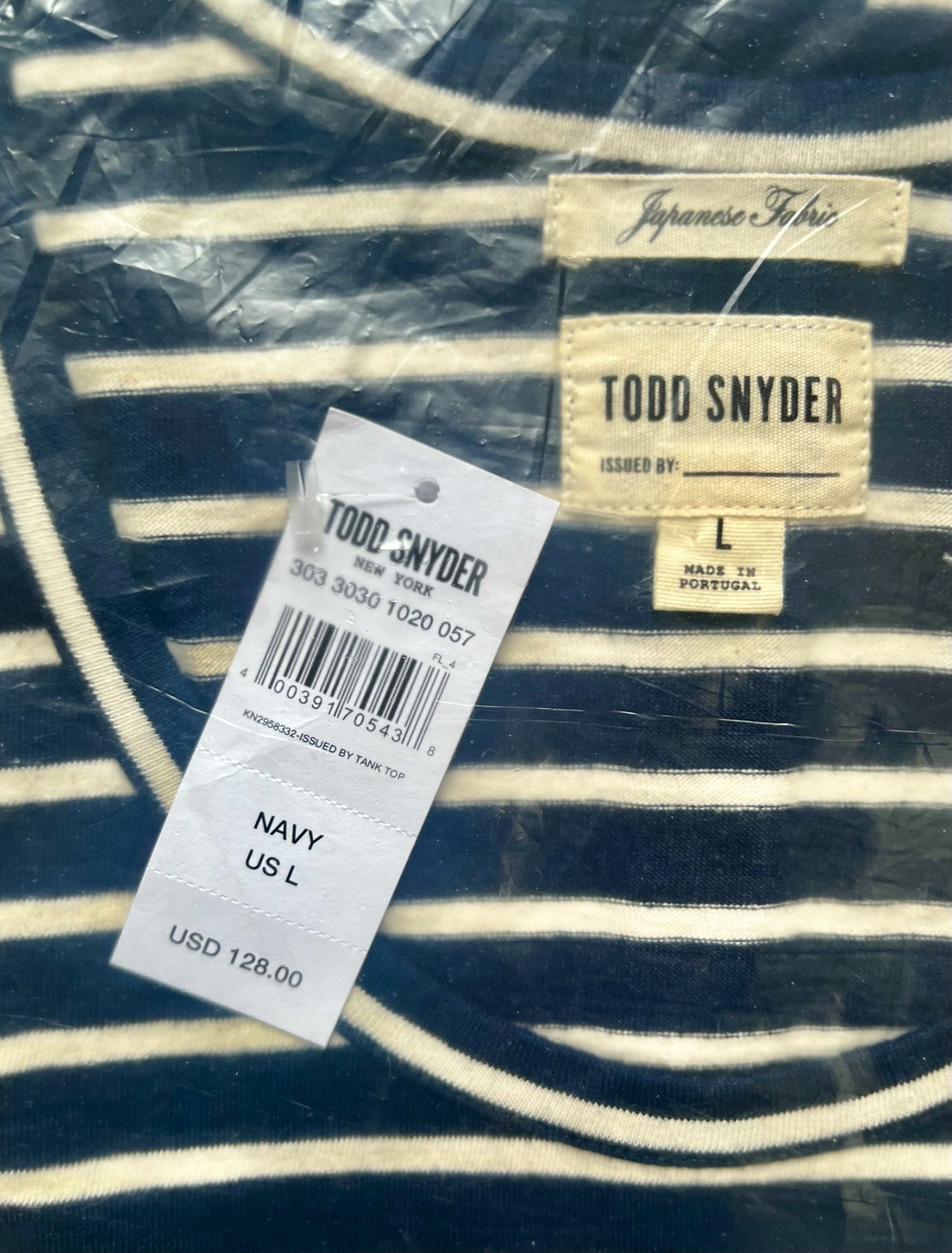 NEW in Bag Todd Snyder Issued By Japanese Nautical Navy Blue Striped Tank Top L gallery