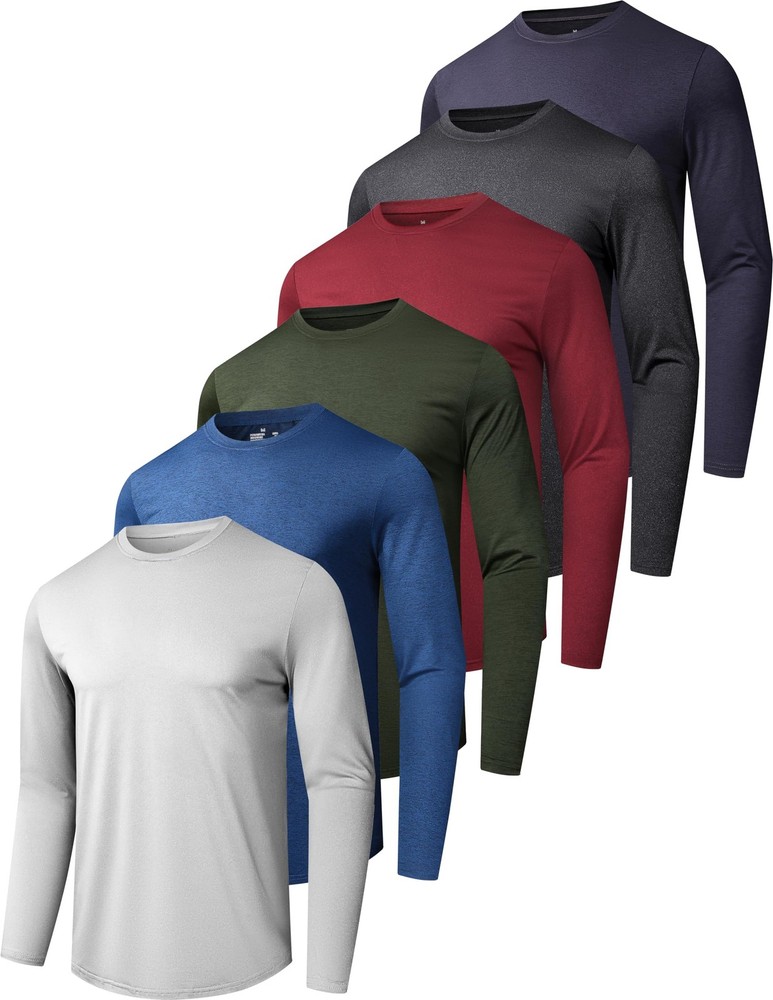 6 Pack Men’s Quick Dry Long Sleeve Shirts Moisture Wicking Sun Protection UV …