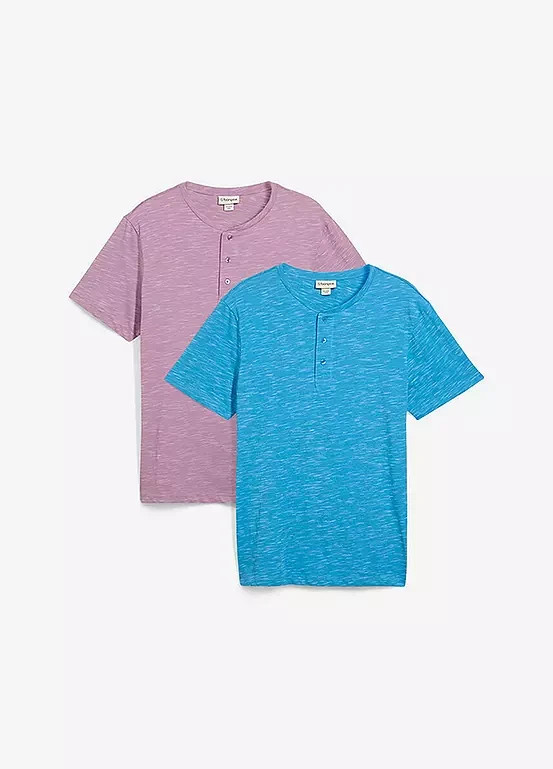 bonprix Pack of 2 Short Sleeve Henley T-Shirts – Size XL – LB 959