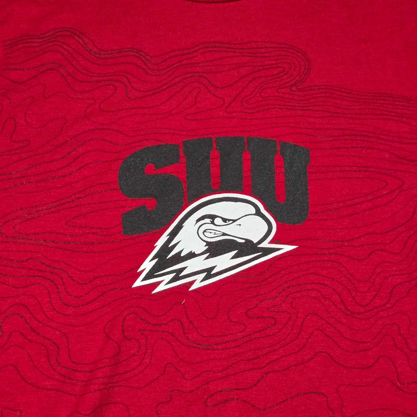 District SUU T-Shirt Mens Small Red Good Tri-blend Graphic Tee Topo Map