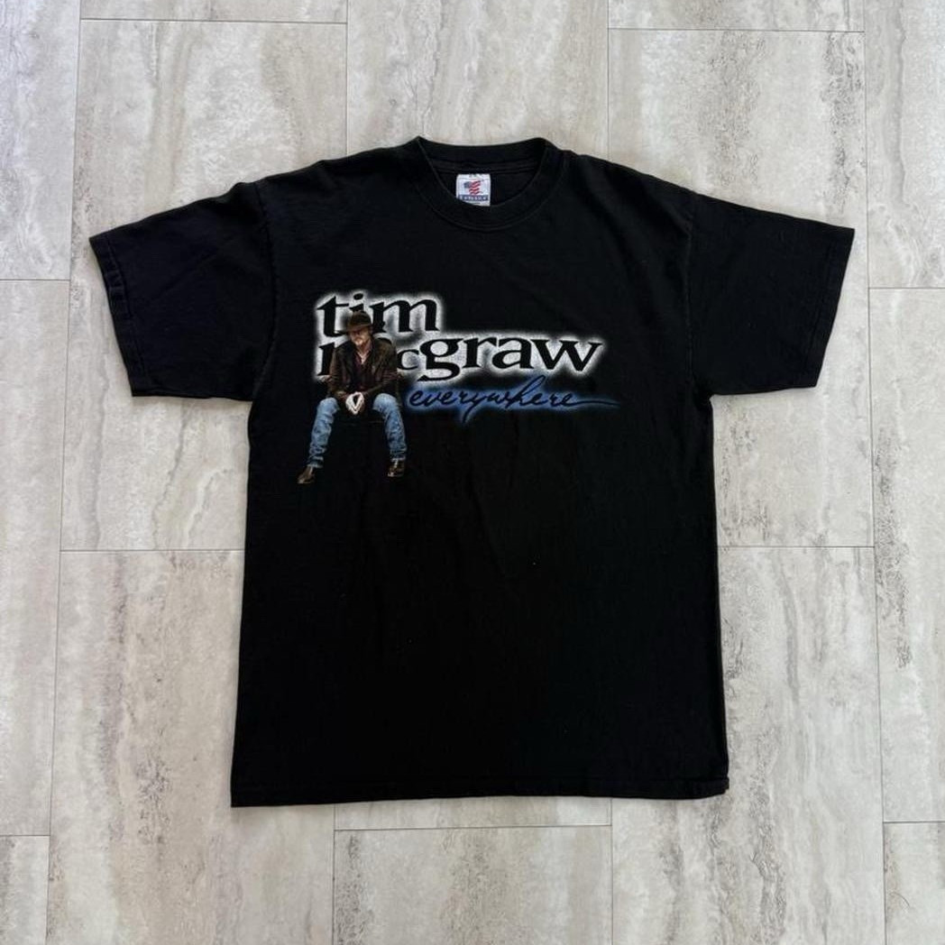 T-America Tim McGraw Everywhere Double-Sided Tour Dates Black Cotton Tee L