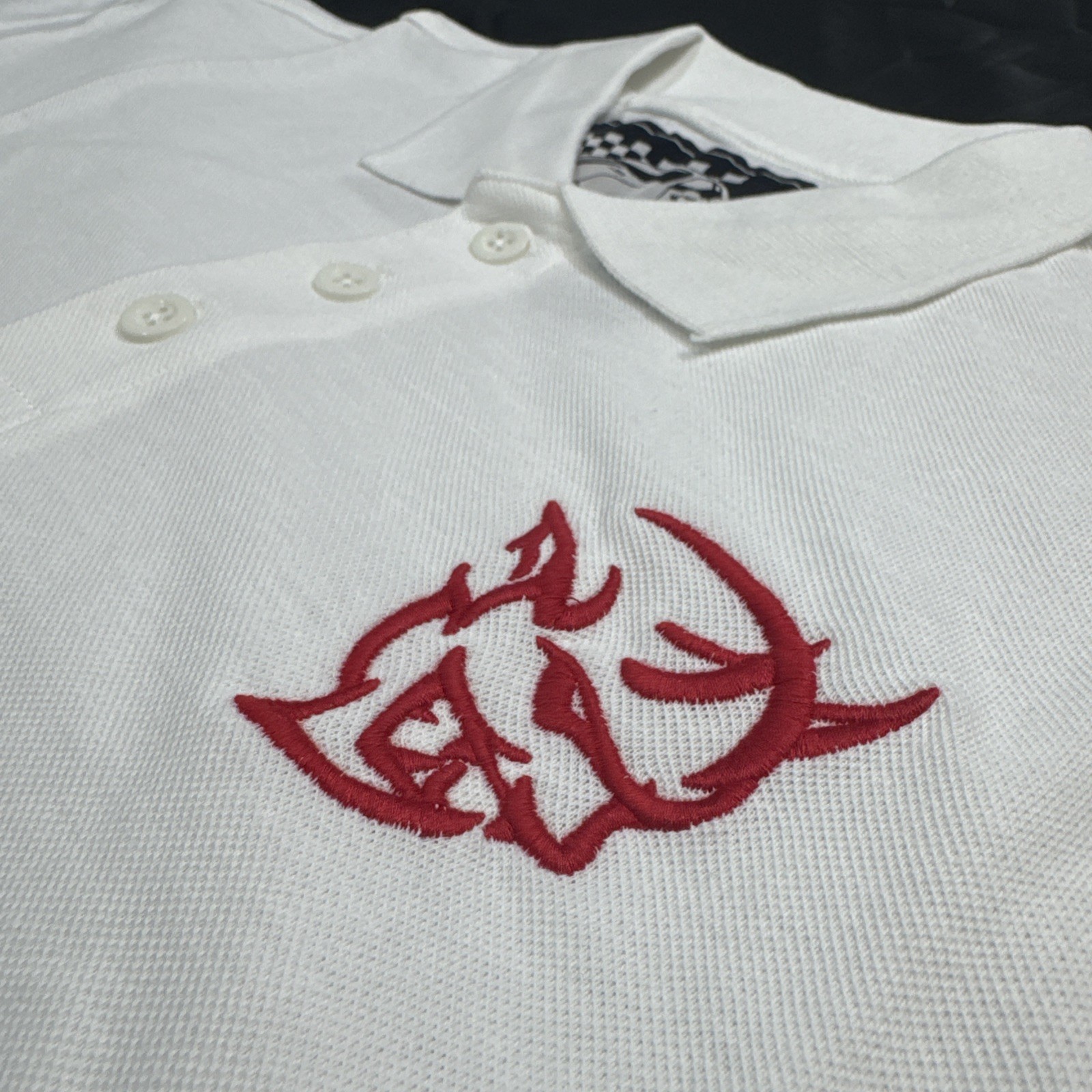 Demon Dodge White Polo Mens Automotive Shirt Embroidered Muscle Car Horsepower gallery