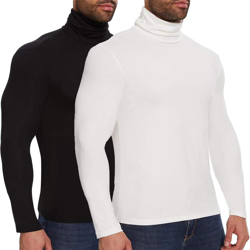 Men High-Neck Mock Turtleneck Ultra-Soft Undershirt Top Long Sleeve Pullover gallery