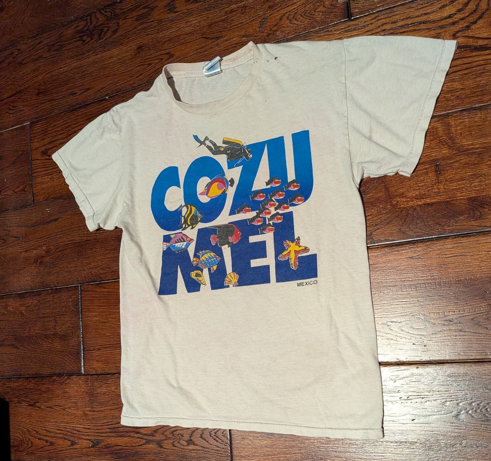 VTG M&O Knits Cozumel Mexico Underwater Diving Snorkling Fish T-Shirt Men's Sz S gallery