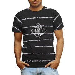 Beautiful Giant Devil’s Eye Fashion Striped T-Shirt Crew Neck Sport for Gym Tee