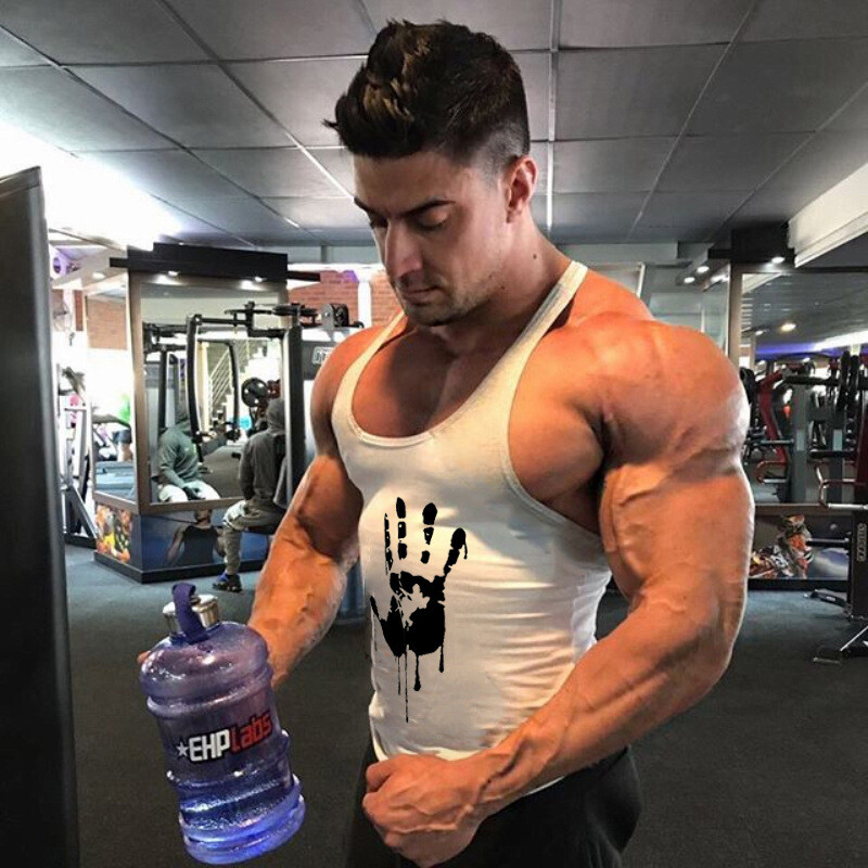 New Hand Design Athletic Men Gym Workout Fitness Stringer Men's Sleeveless gallery