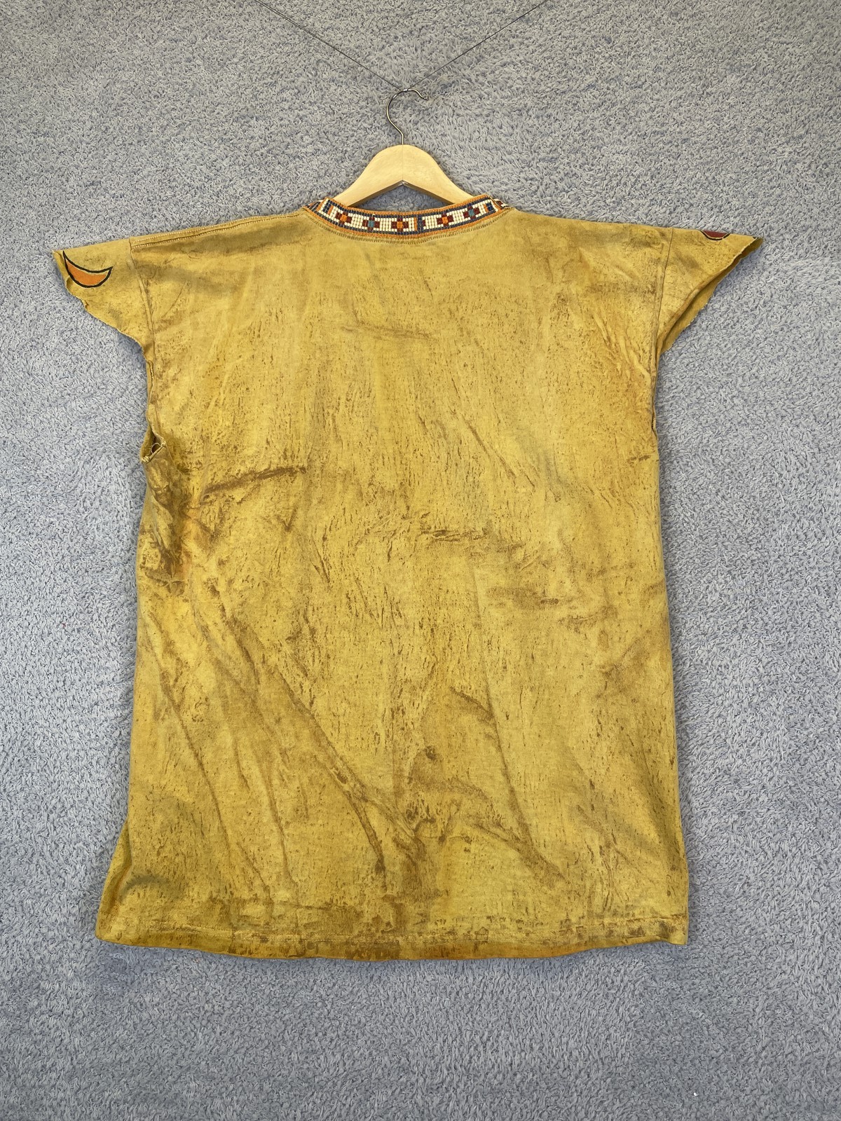 Vintage Factory Artwear Beaded Aztec Native American Totem Shirt Size Large gallery