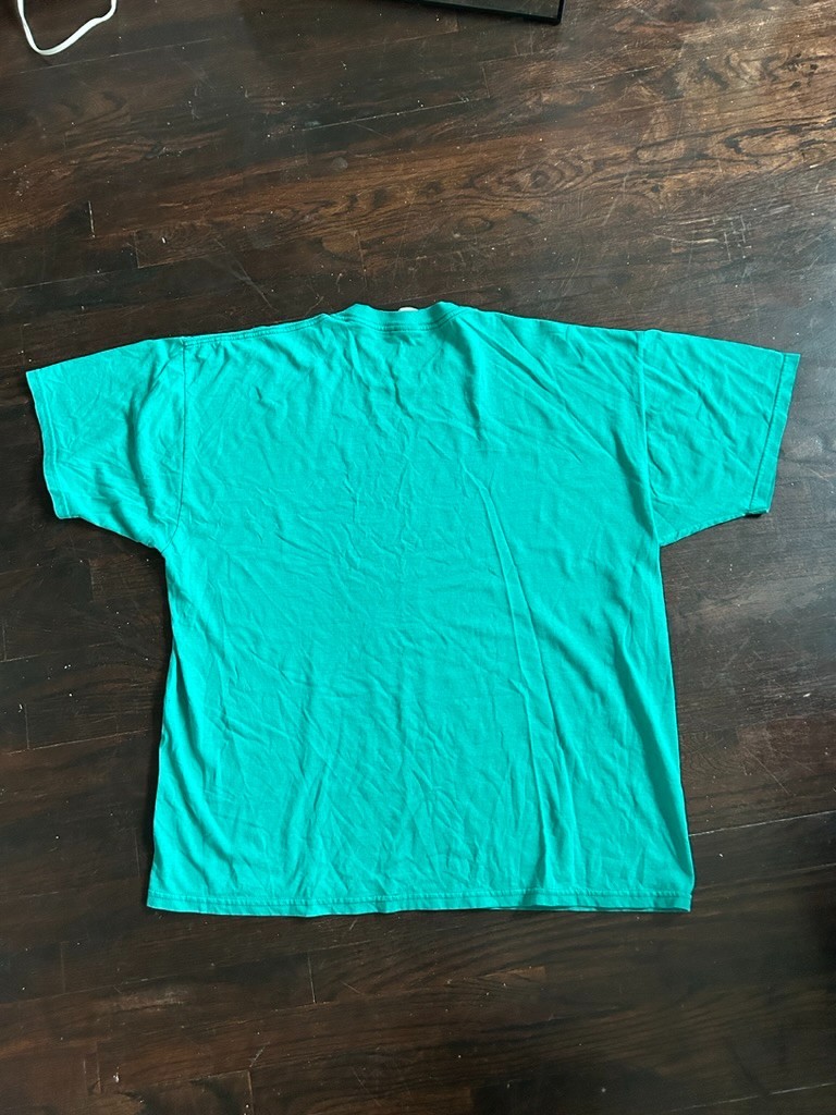 Vintage jerzees slogan t shirt i dont know mens cyan 2XL gallery