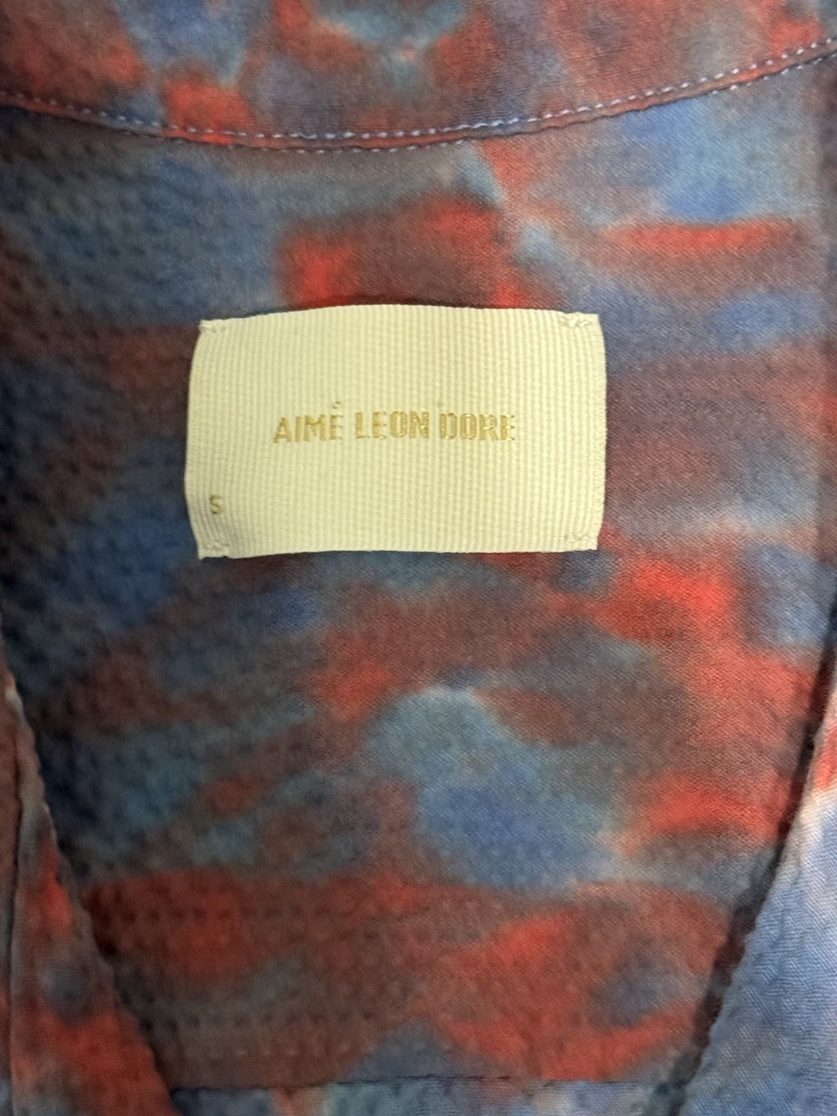 Aime Leon Dore ALD Tie Dye Leisure Club Shirt Blue/Red Seersucker Sz S Small gallery