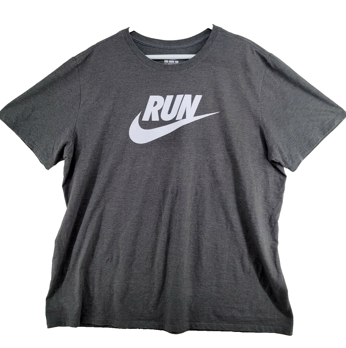Nike Run Athletic Cut Men's Size XXL Solid Gray Oversized Logo Crew-Neck T-Shirt gallery