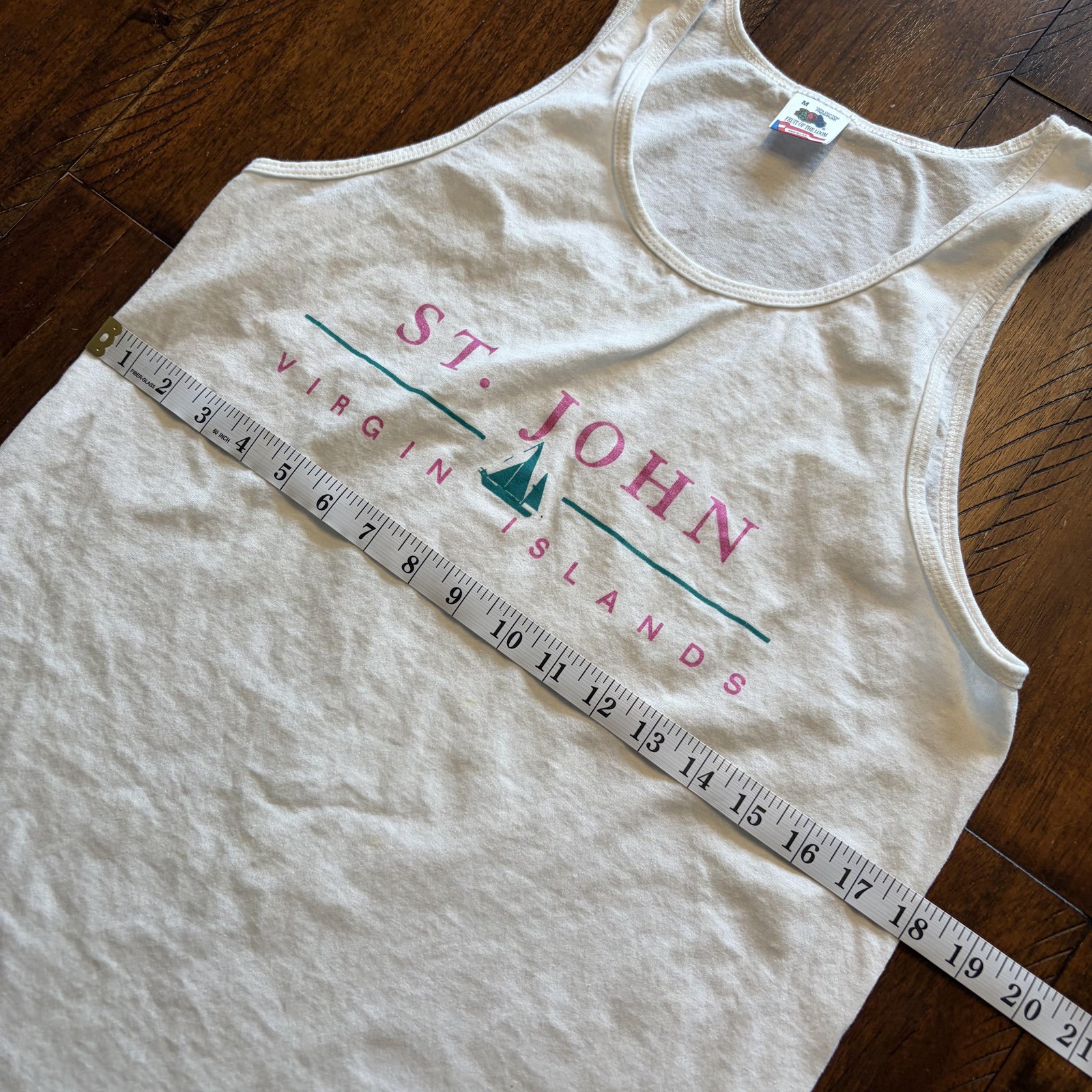St John Virgin Islands Shirt Mens Medium White Tank Top Fruit Of The Loom Tee gallery