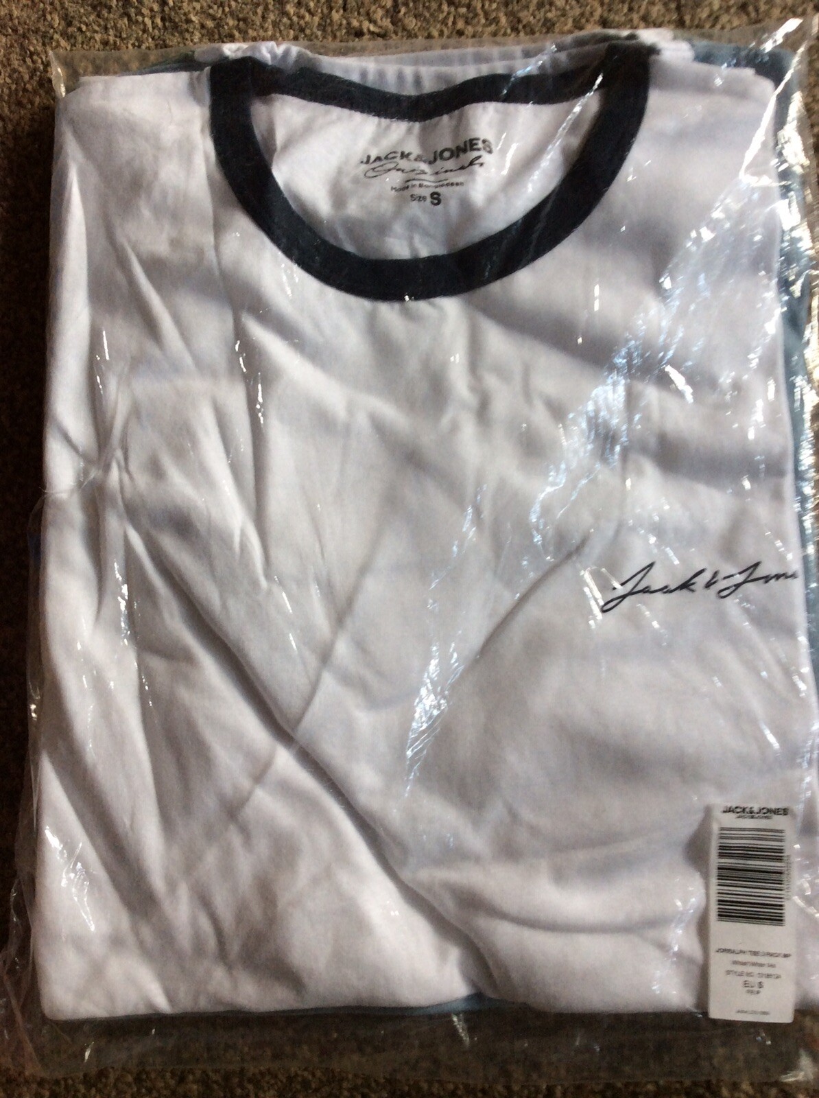 Jack & Jones Original Jorralph 3pk T-Shirts – White, Blue, Green – Small