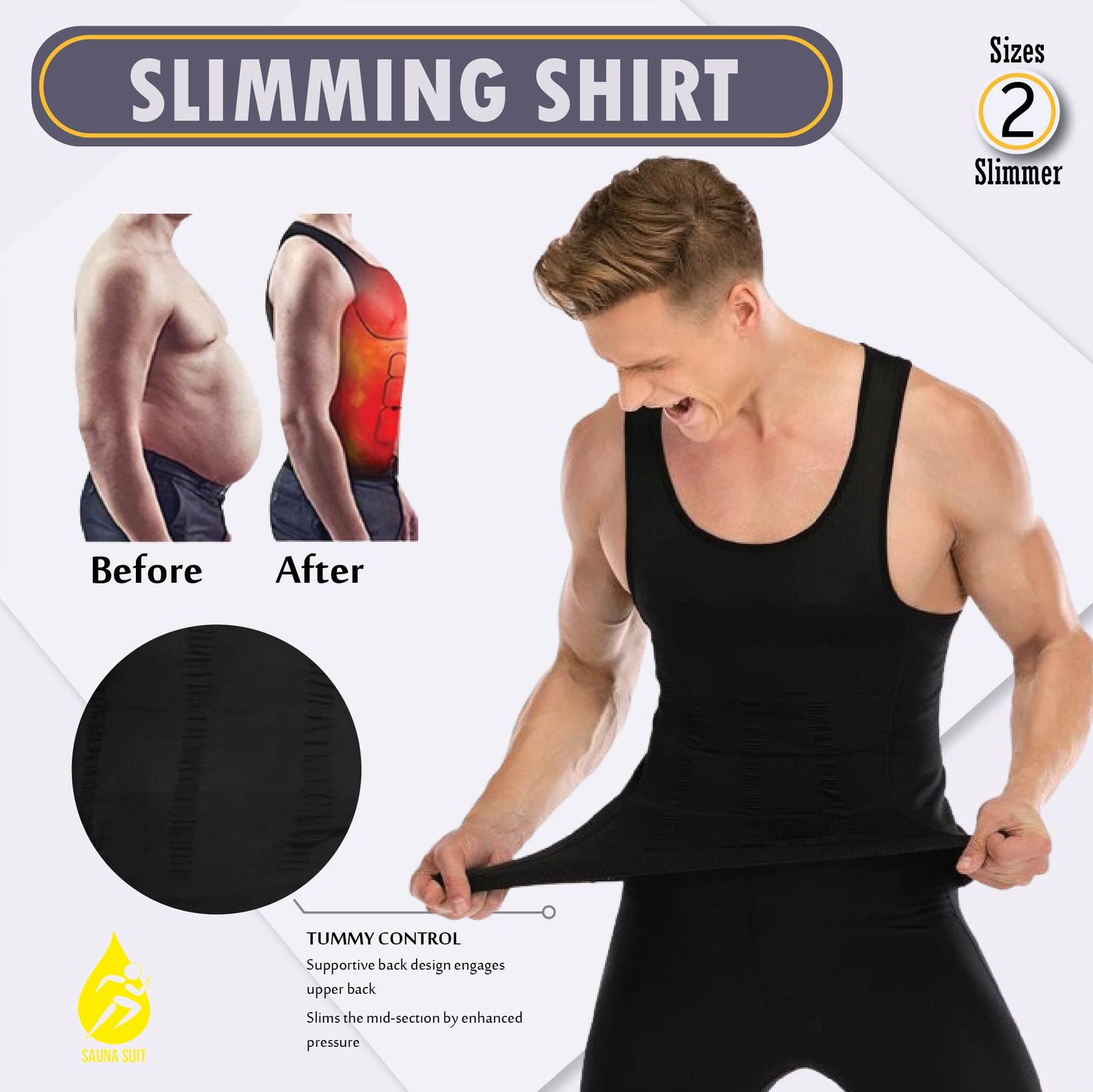 Men's Slimming Body Shaper Vest Abdomen Compression Shirt Workout Tank Tops Gym gallery