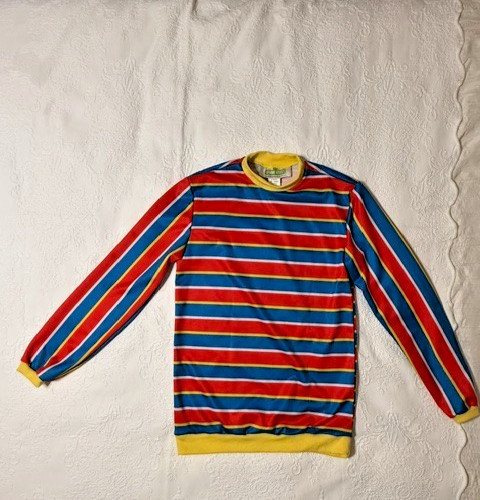 RARE Sesame Street Shirt Men's Small Red/Wht/Blu/Yel Stripe Long Sleeve gallery