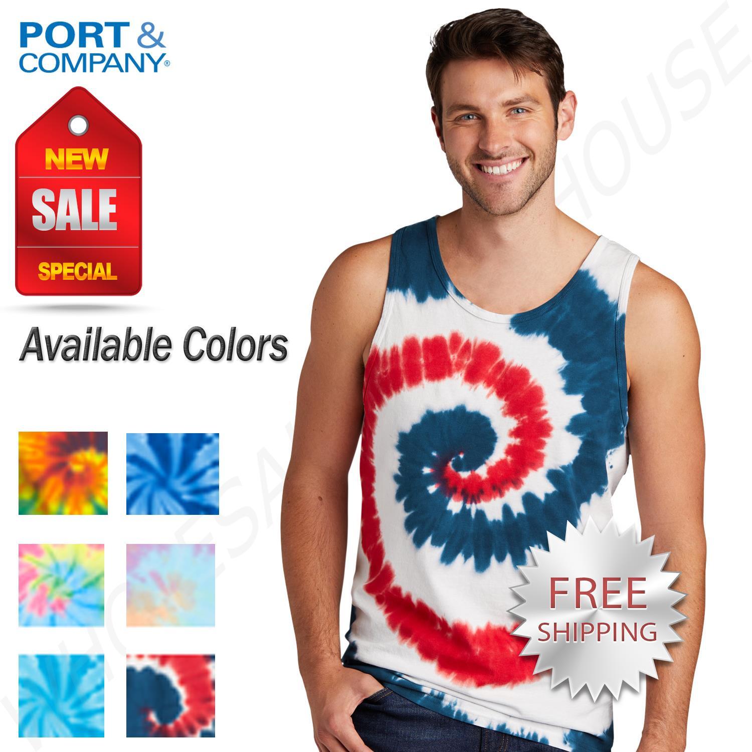 Port & Company Mens Sleeveless Tie-Dye 100% Cotton Round Neck Tank Top PC147TT gallery