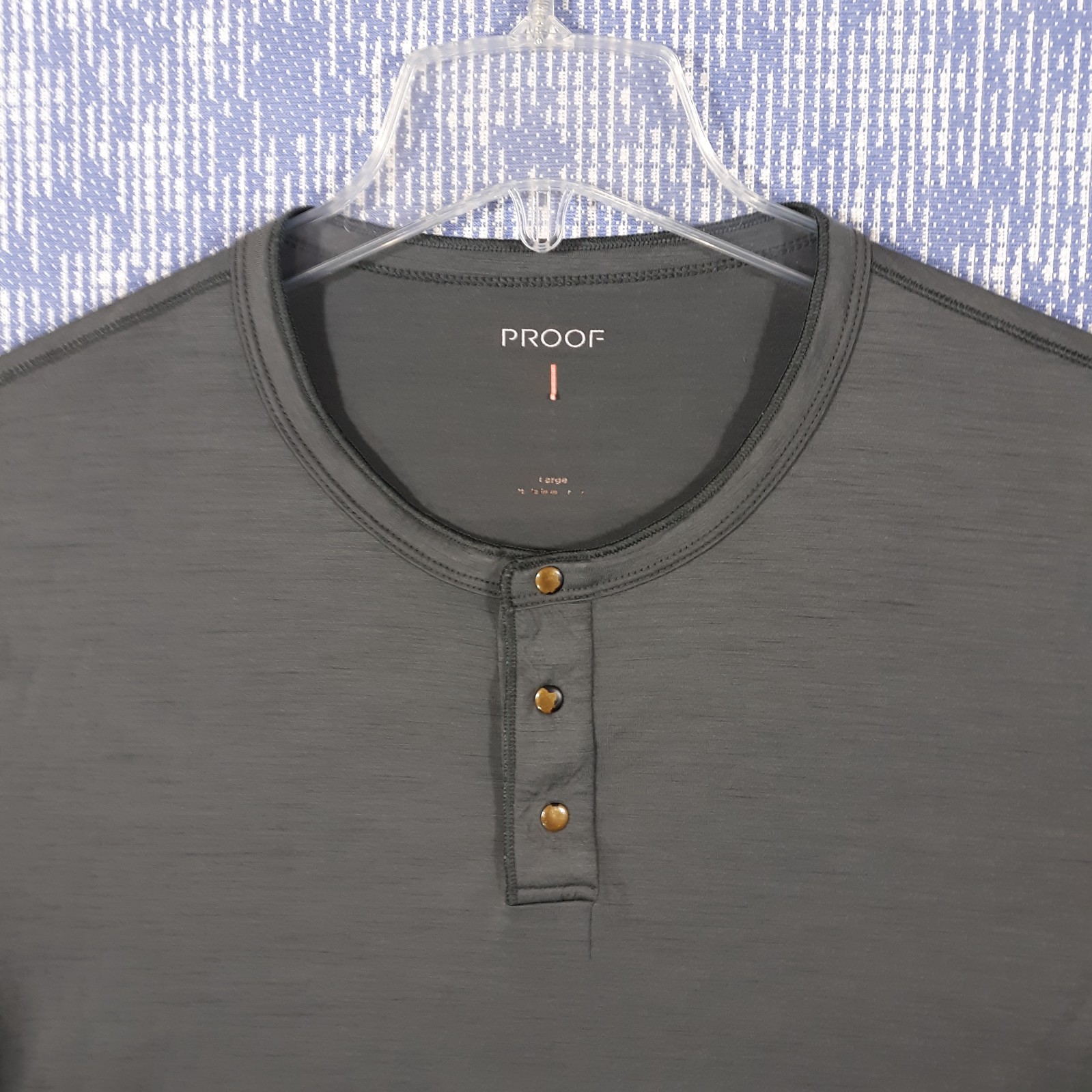 Proof T-Shirt Mens Large Gray Merino Wool Nylon Blend Snap gallery
